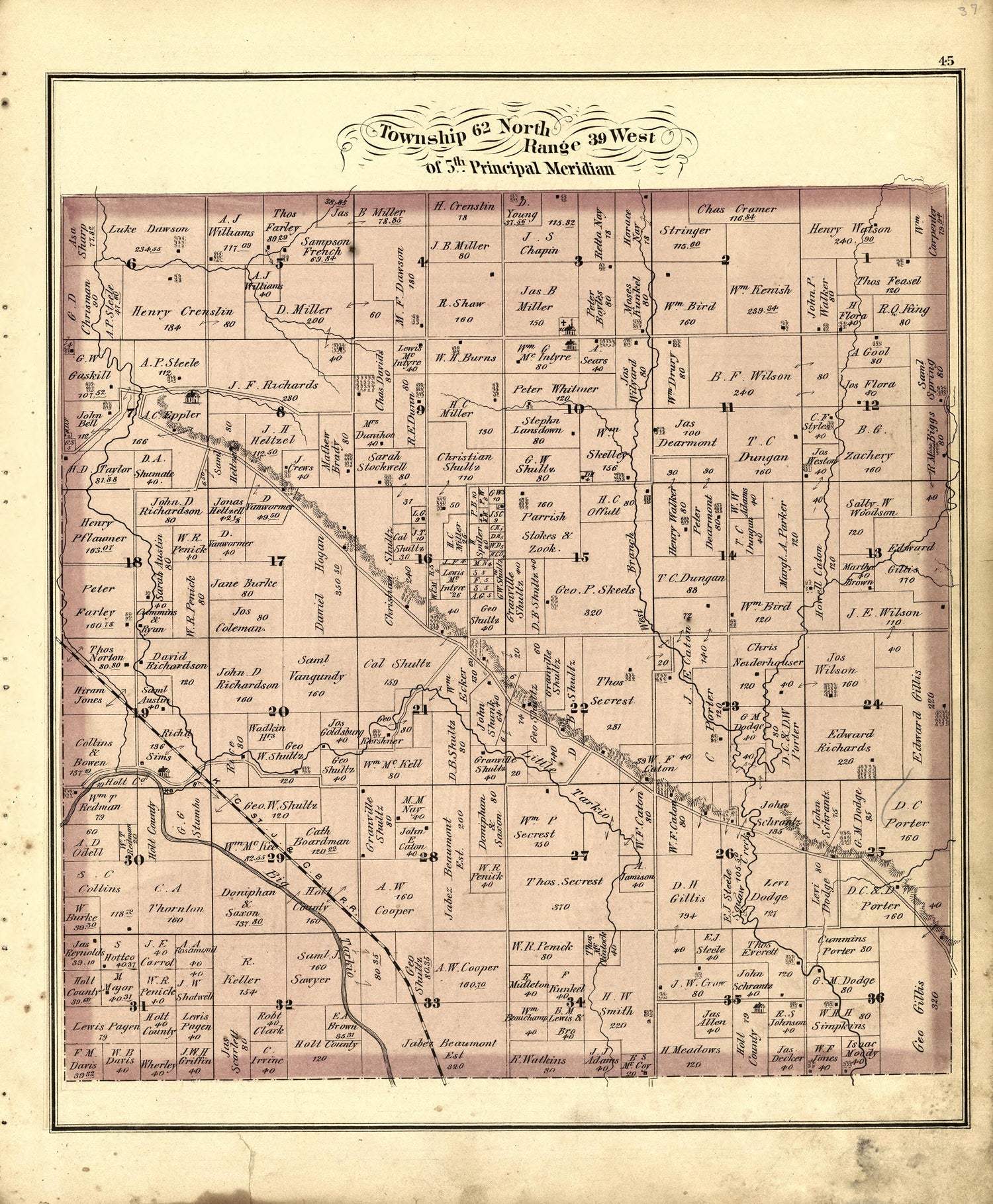 This old map of Holt County, Missouri,  was created by Brink, McDonough &amp; Co in 1877