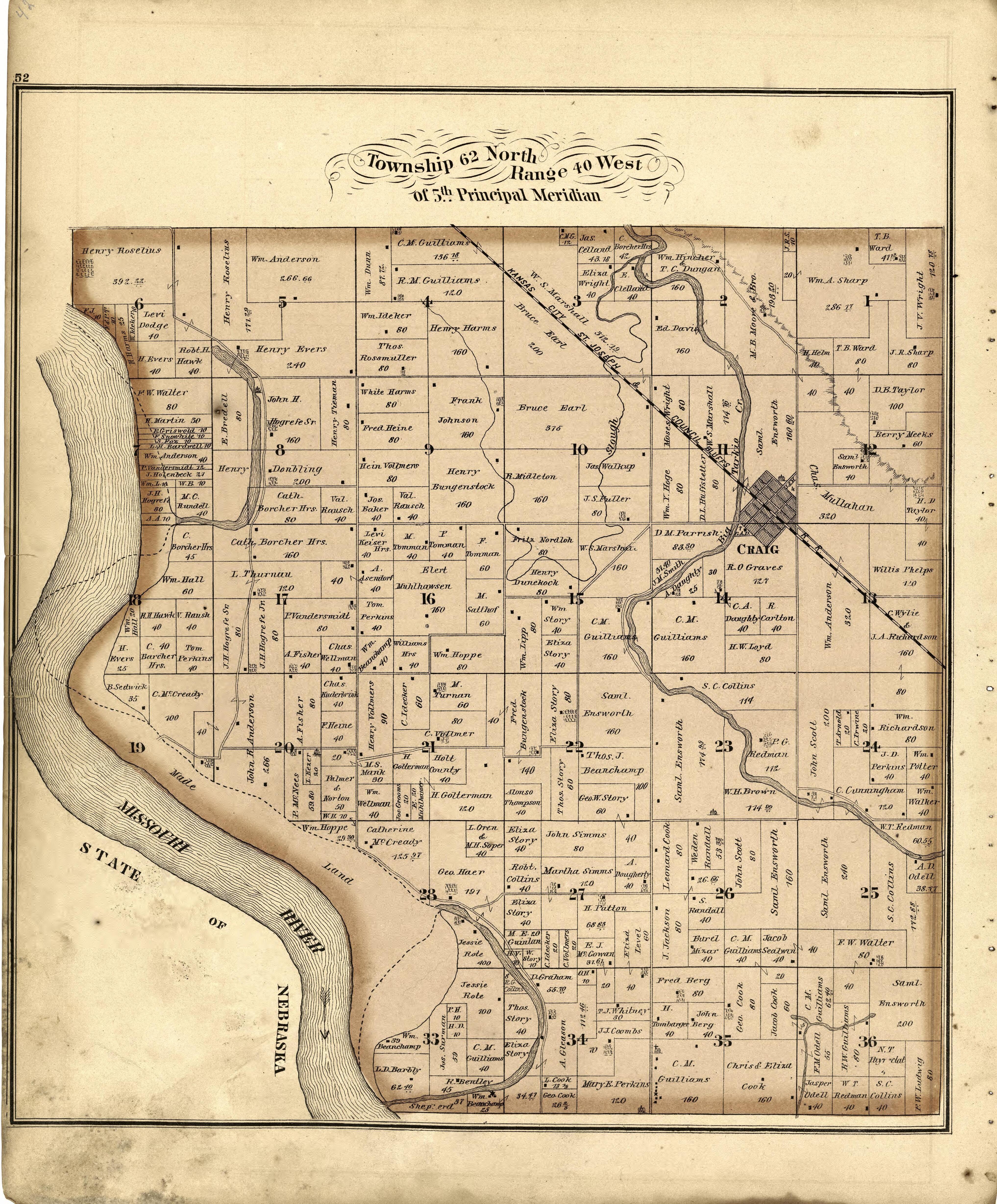 This old map of Holt County, Missouri,  was created by Brink, McDonough &amp; Co in 1877