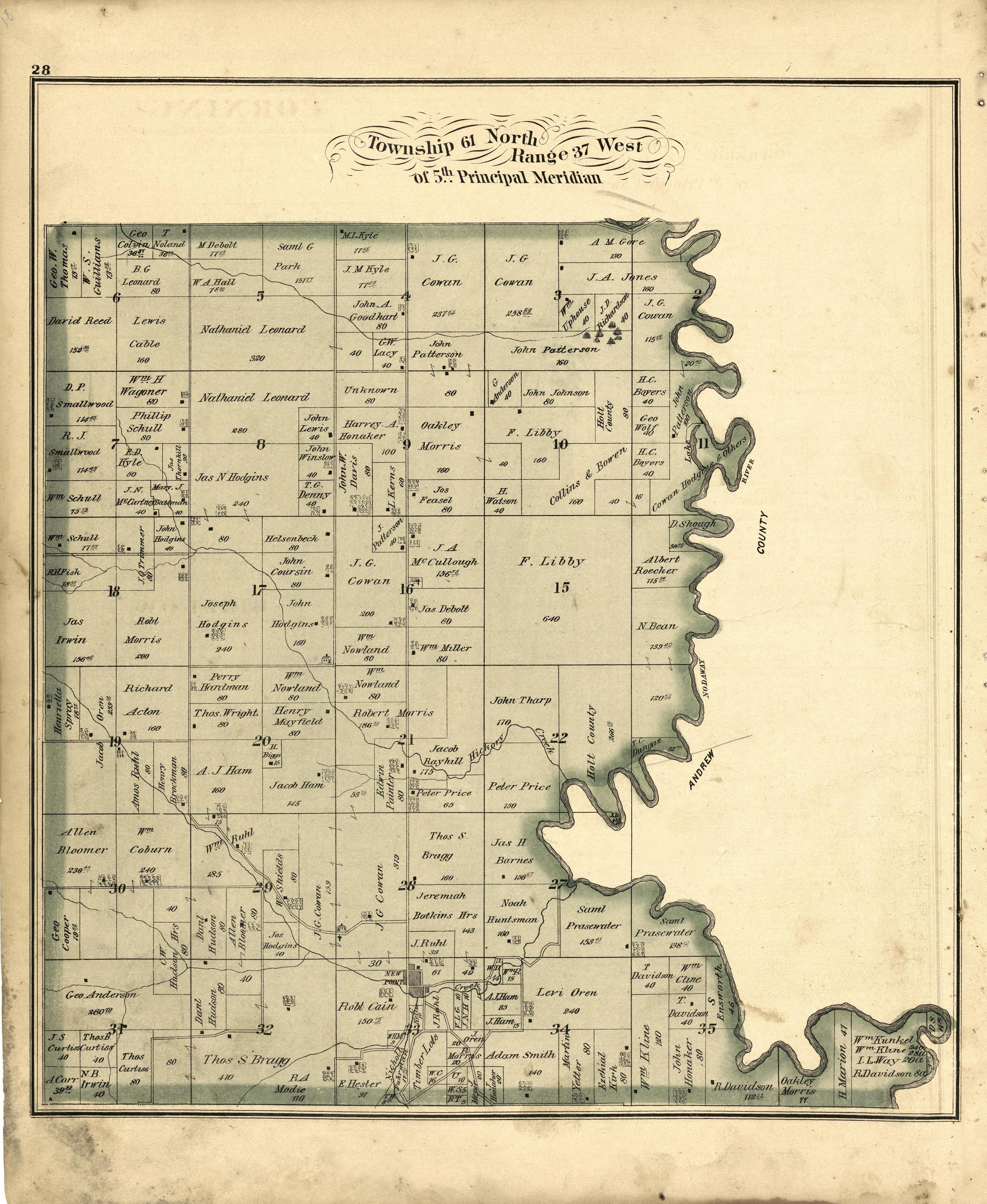 This old map of Holt County, Missouri,  was created by Brink, McDonough &amp; Co in 1877