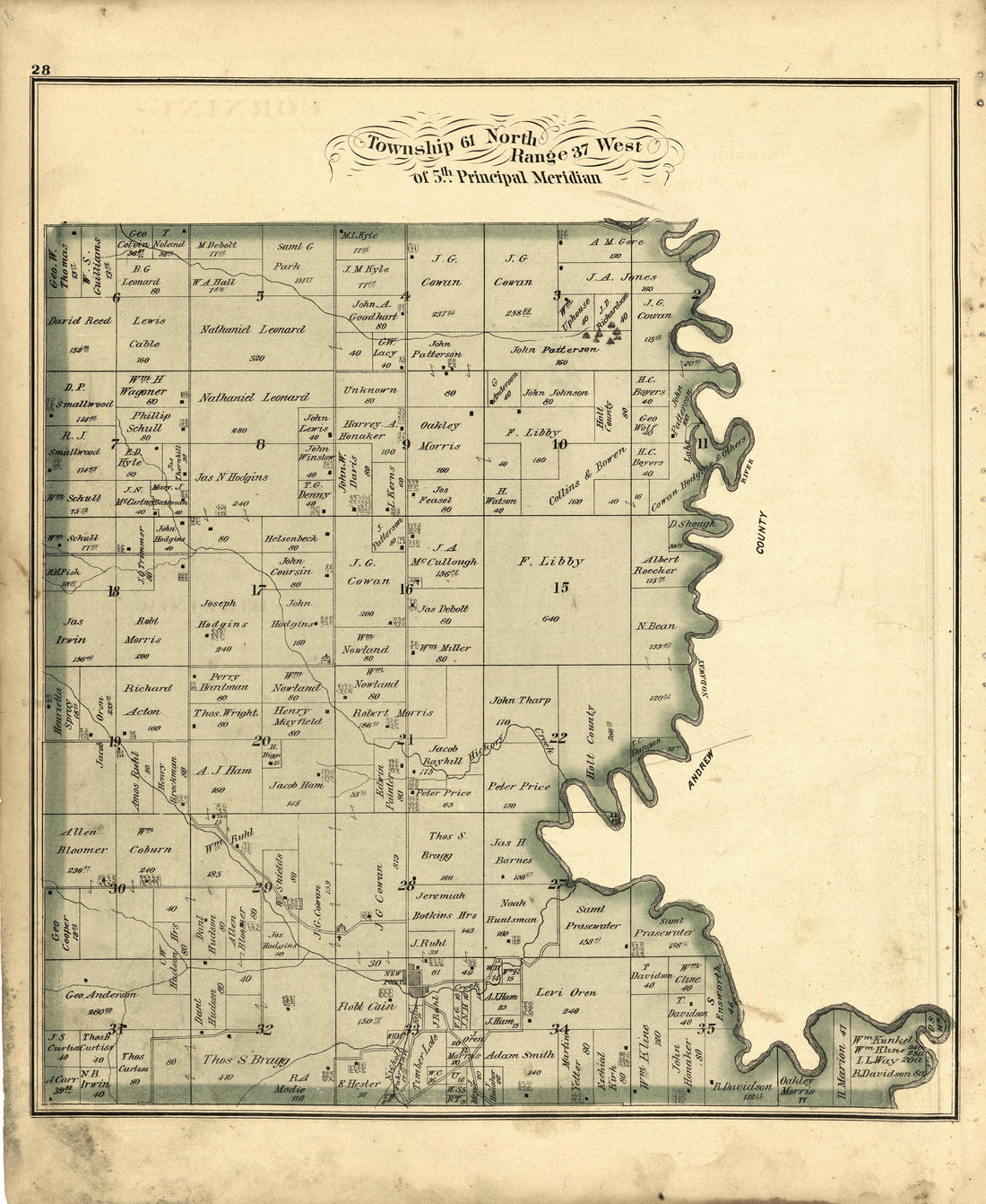 This old map of Holt County, Missouri,  was created by Brink, McDonough &amp; Co in 1877
