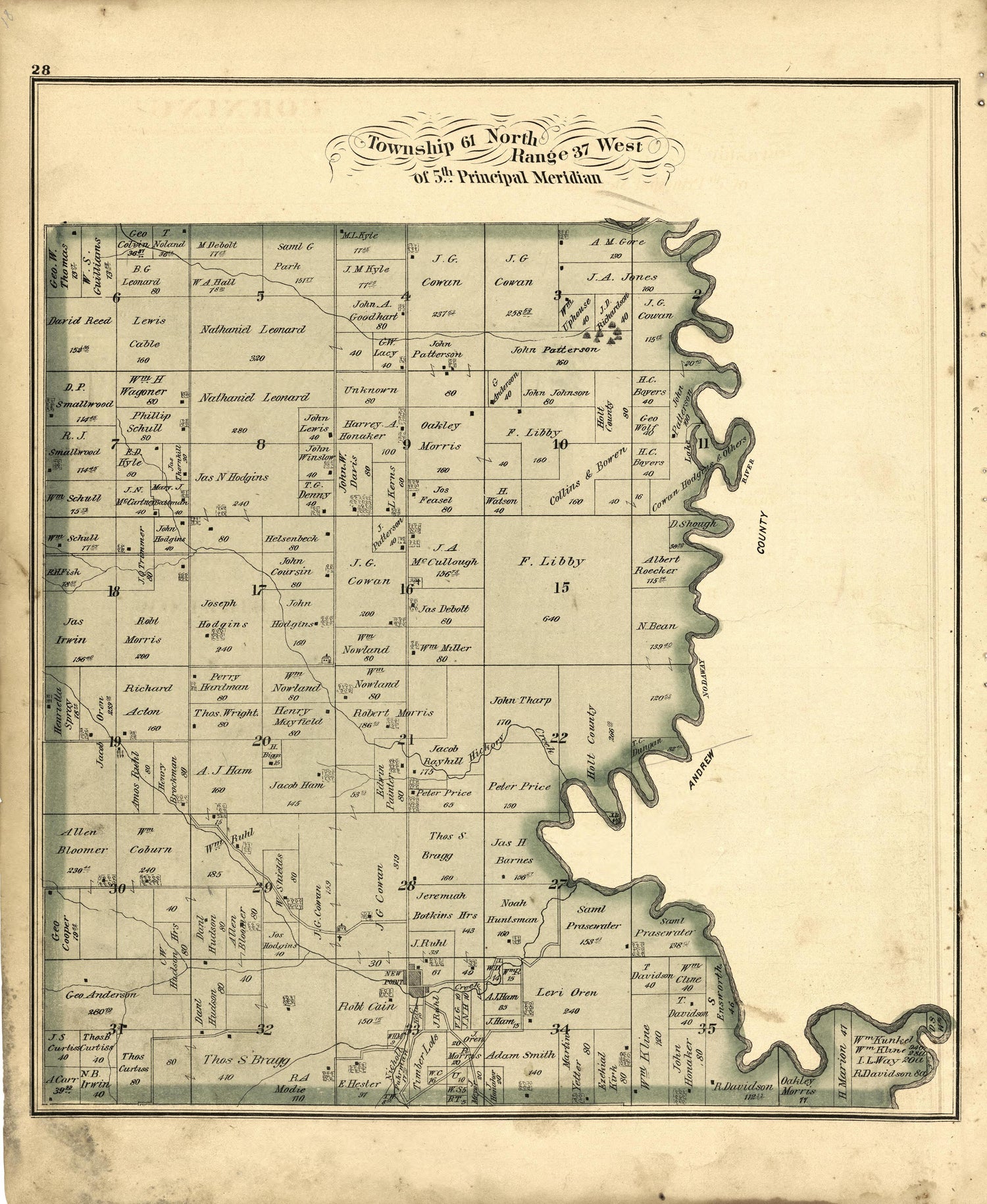 This old map of Holt County, Missouri,  was created by Brink, McDonough &amp; Co in 1877
