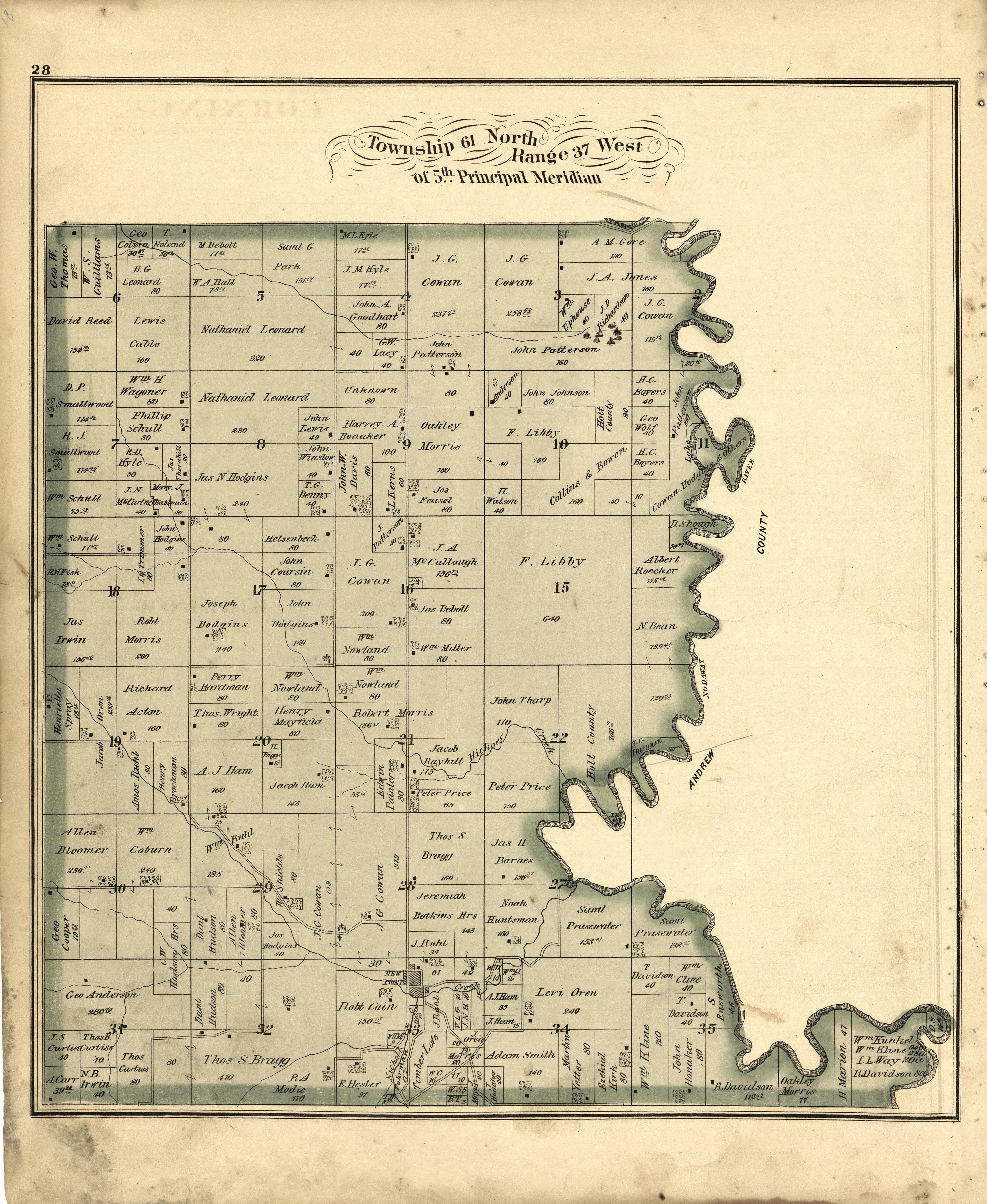 This old map of Holt County, Missouri,  was created by Brink, McDonough &amp; Co in 1877
