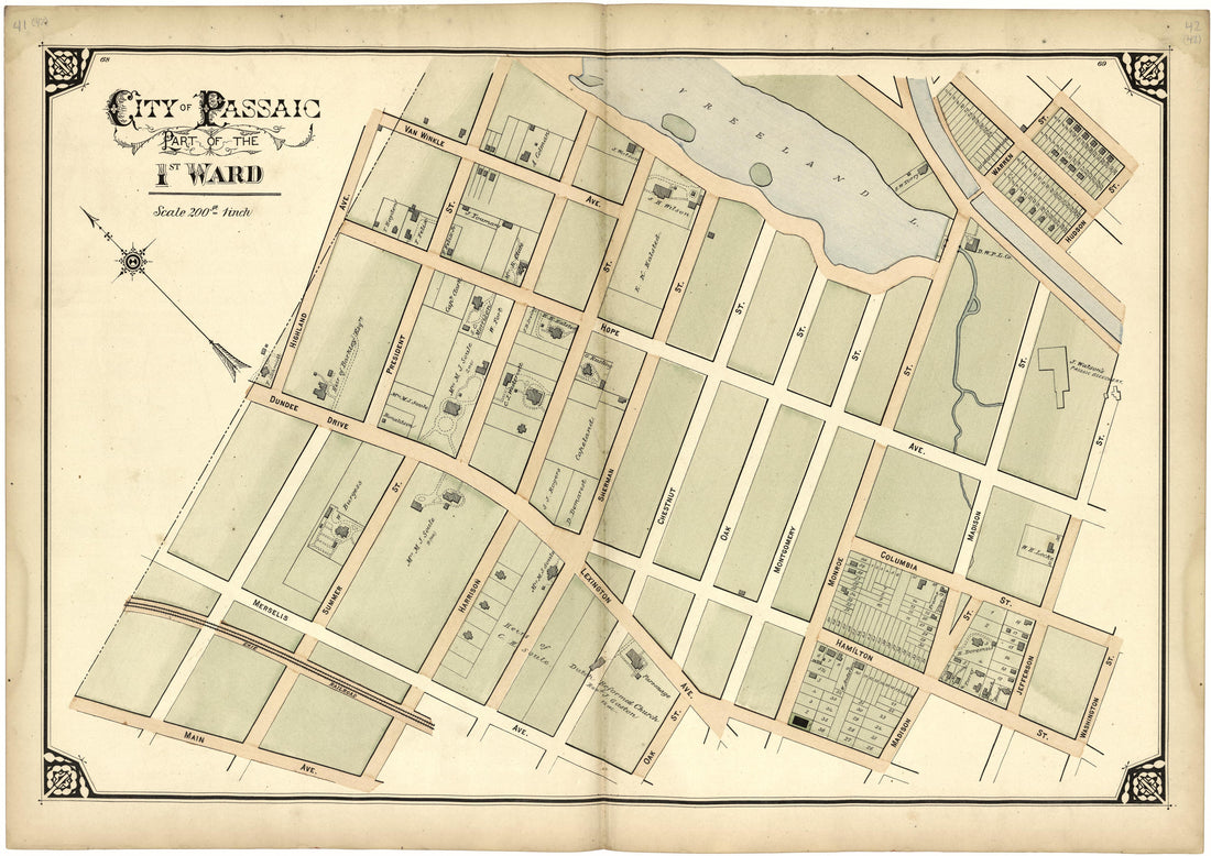 City of Passaic Part of the 1st Ward from Atlas of Passaic County, New-Jersey : from Actual Surveys of Each Township and Village Under the Supervision of the Publishers, Assisted by Able Engineers of Paterson 1877 by Relic Map Company
