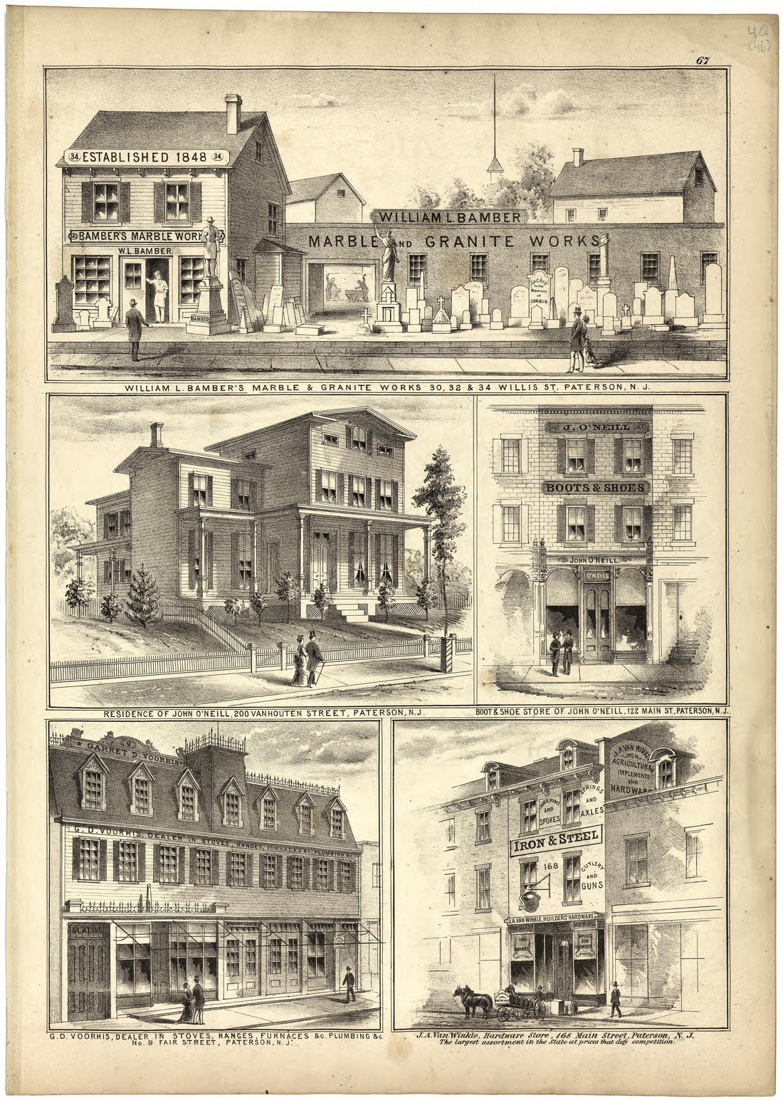 Illustrations from Atlas of Passaic County, New-Jersey : from Actual Surveys of Each Township and Village Under the Supervision of the Publishers, Assisted by Able Engineers of Paterson 1877 by Relic Map Company