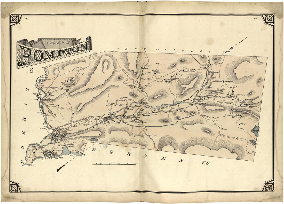 Township of Pompton from Atlas of Passaic County, New-Jersey : from Actual Surveys of Each Township and Village Under the Supervision of the Publishers, Assisted by Able Engineers of Paterson 1877 by Relic Map Company
