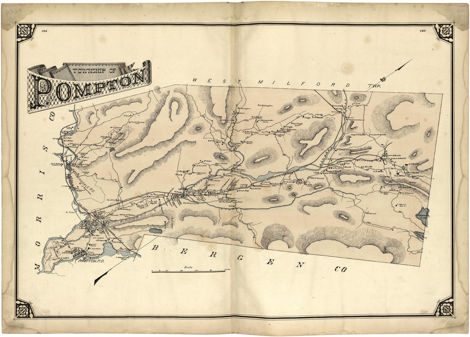 Township of Pompton from Atlas of Passaic County, New-Jersey : from Actual Surveys of Each Township and Village Under the Supervision of the Publishers, Assisted by Able Engineers of Paterson 1877 by Relic Map Company