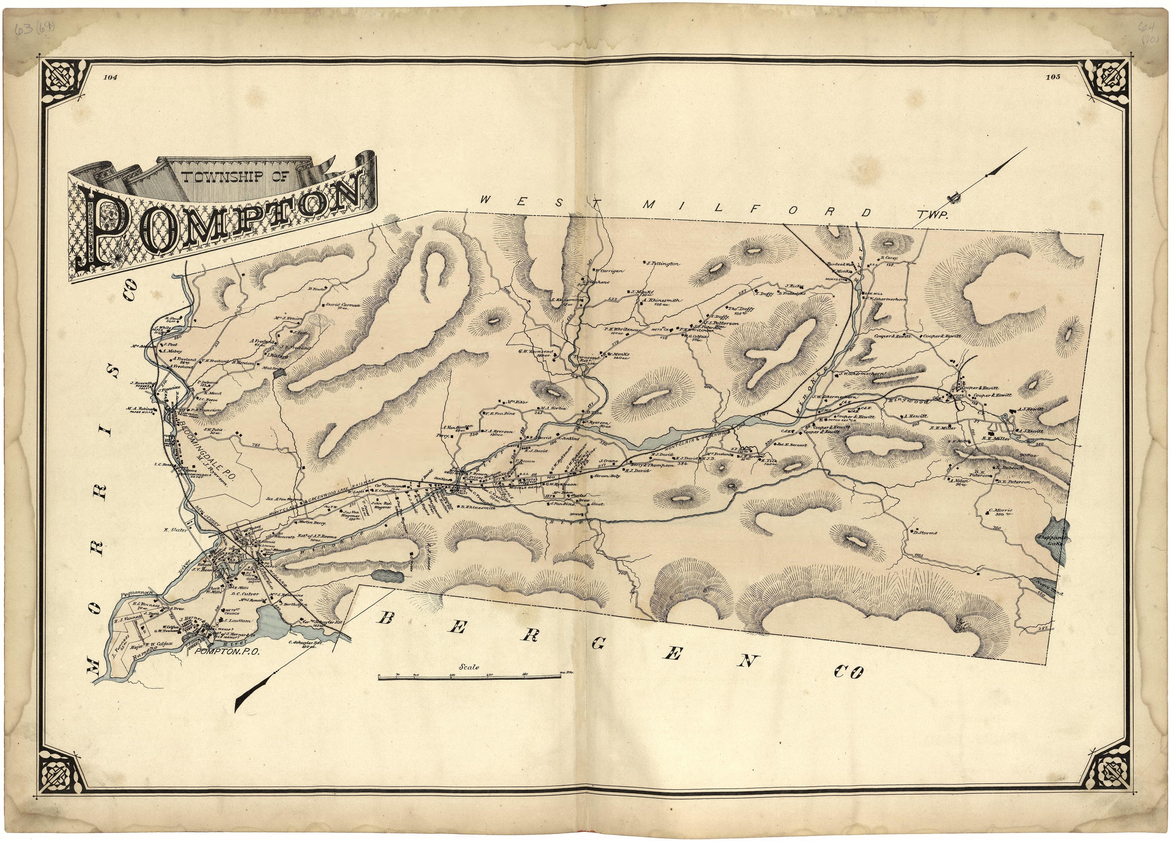 Township of Pompton from Atlas of Passaic County, New-Jersey : from Actual Surveys of Each Township and Village Under the Supervision of the Publishers, Assisted by Able Engineers of Paterson 1877 by Relic Map Company