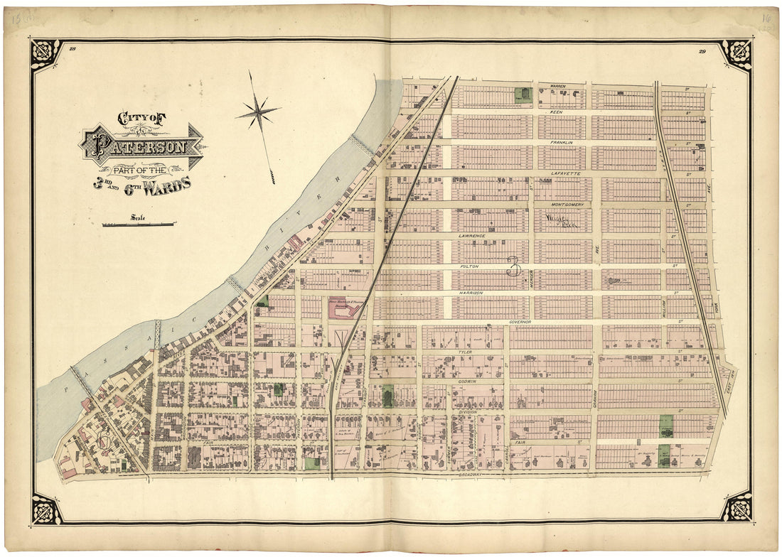 City of Paterson Part of the 3rd and 6th Wards from Atlas of Passaic County, New-Jersey : from Actual Surveys of Each Township and Village Under the Supervision of the Publishers, Assisted by Able Engineers of Paterson 1877 by Relic Map Company