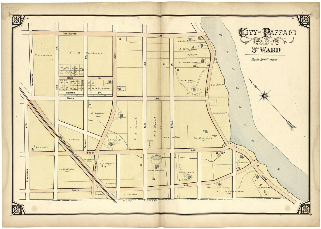 City of Passaic Part of the 3rd Ward from Atlas of Passaic County, New-Jersey : from Actual Surveys of Each Township and Village Under the Supervision of the Publishers, Assisted by Able Engineers of Paterson 1877 by Relic Map Company