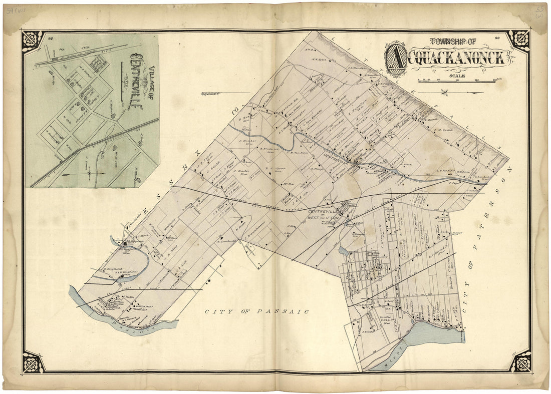 Township of Acquackanonck from Atlas of Passaic County, New-Jersey : from Actual Surveys of Each Township and Village Under the Supervision of the Publishers, Assisted by Able Engineers of Paterson 1877 by Relic Map Company