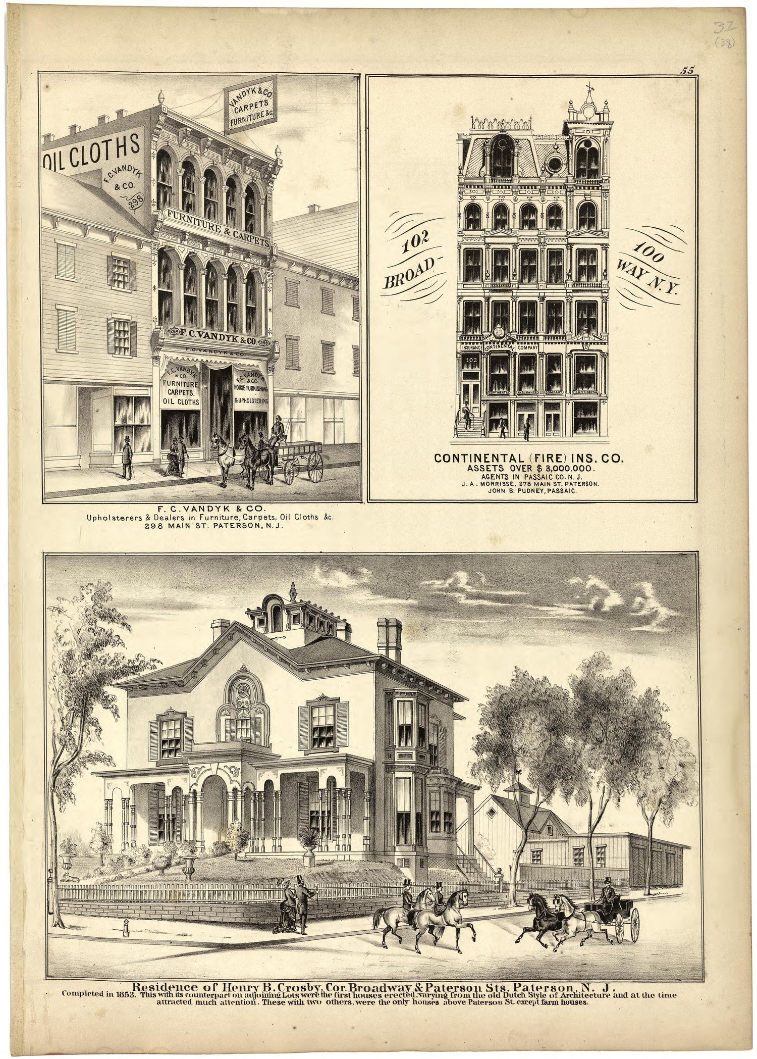 Illustrations from Atlas of Passaic County, New-Jersey : from Actual Surveys of Each Township and Village Under the Supervision of the Publishers, Assisted by Able Engineers of Paterson 1877 by Relic Map Company