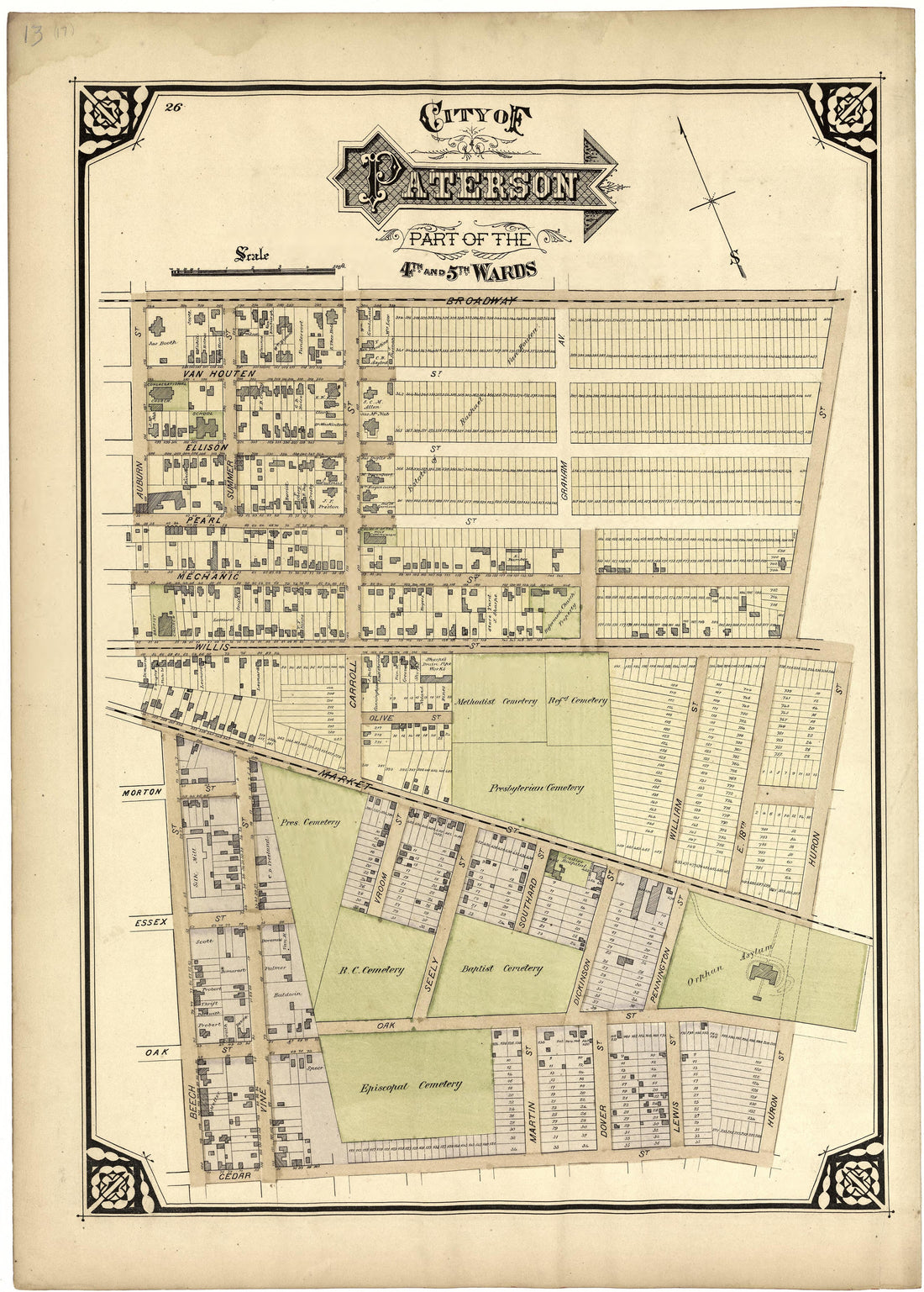 City of Paterson Part of the 4th and 5th Wards from Atlas of Passaic County, New-Jersey : from Actual Surveys of Each Township and Village Under the Supervision of the Publishers, Assisted by Able Engineers of Paterson 1877 by Relic Map Company