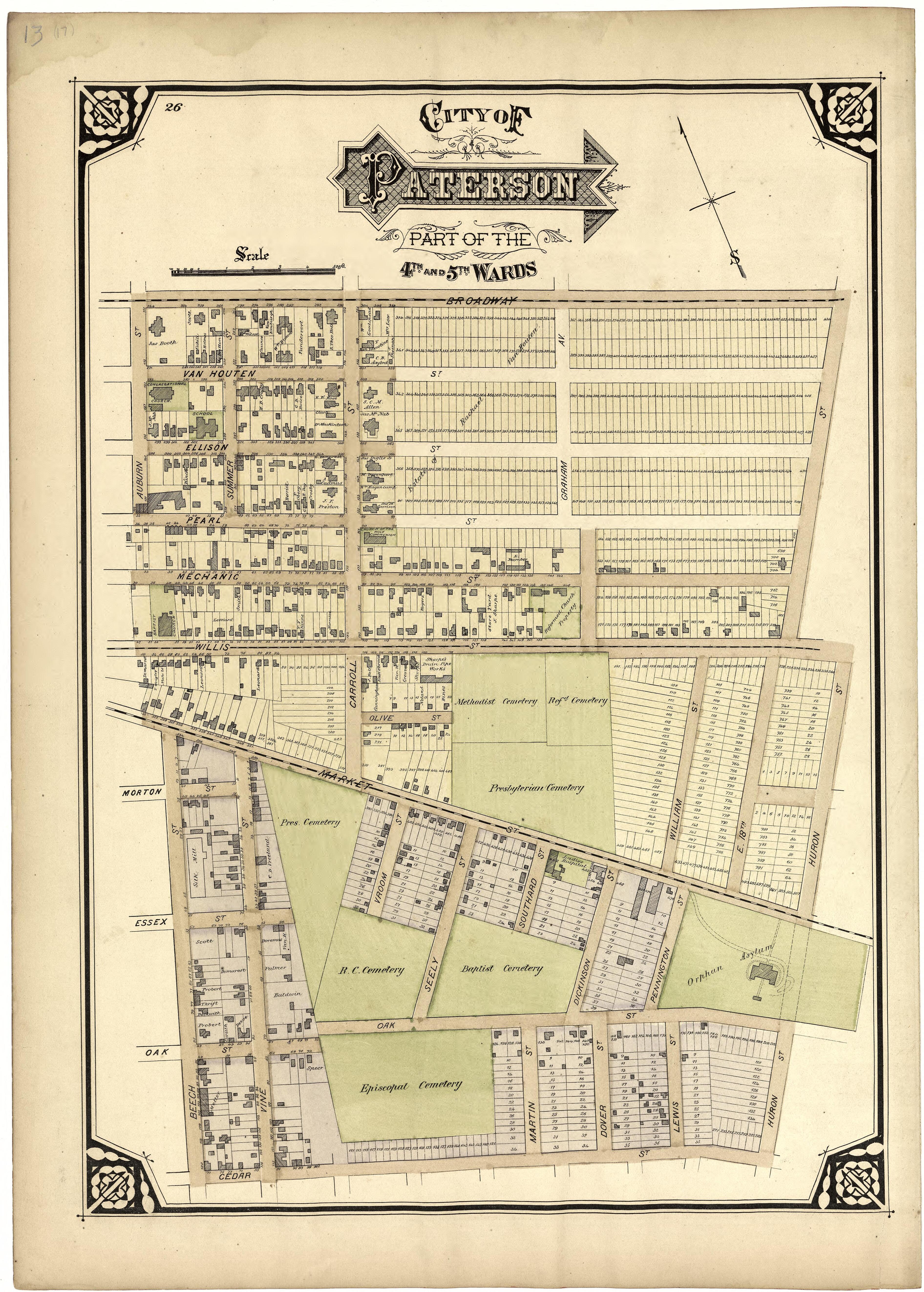 City of Paterson Part of the 4th and 5th Wards from Atlas of Passaic County, New-Jersey : from Actual Surveys of Each Township and Village Under the Supervision of the Publishers, Assisted by Able Engineers of Paterson 1877 by Relic Map Company