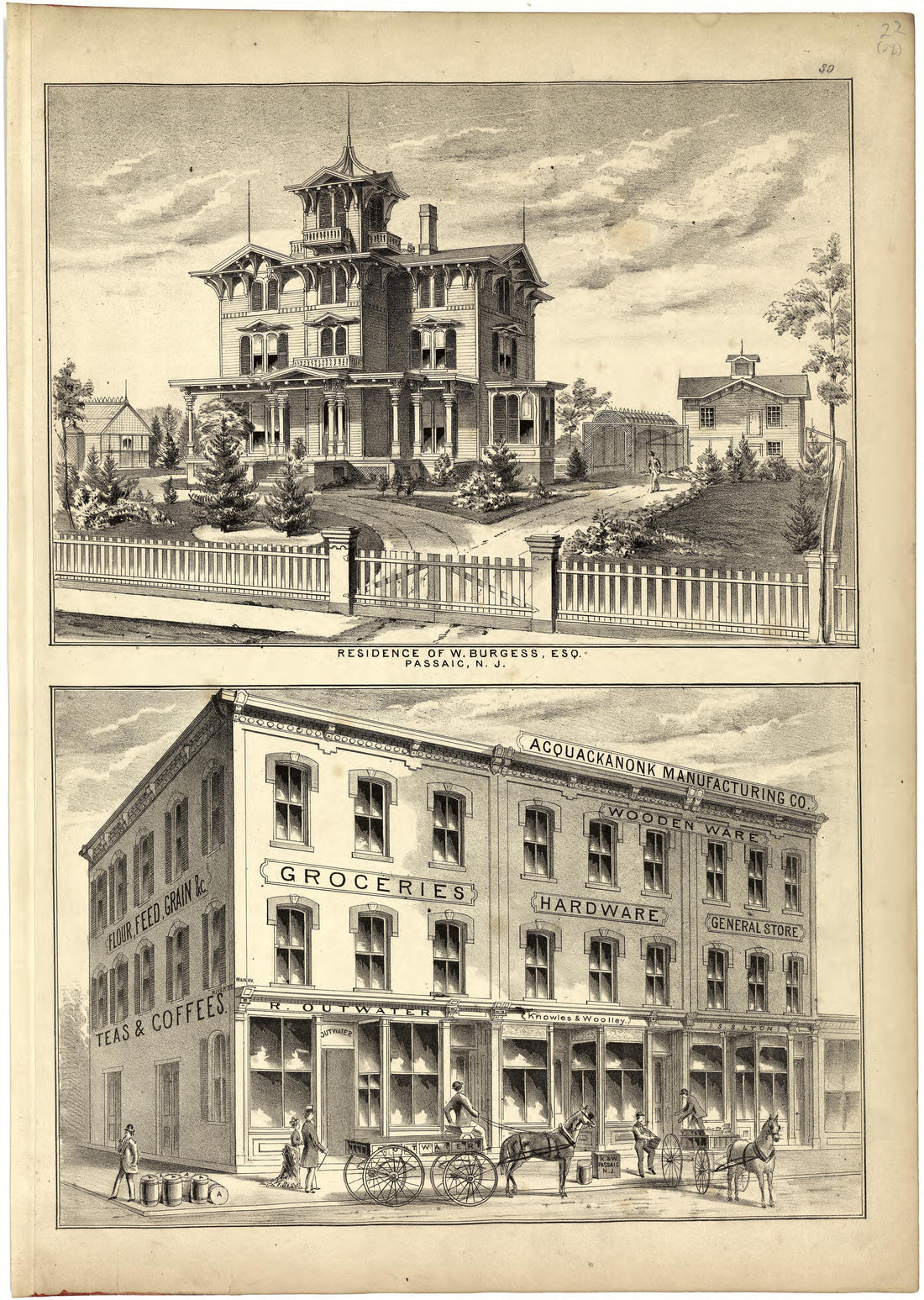 Residence of W. Burgess, Esq. from Atlas of Passaic County, New-Jersey : from Actual Surveys of Each Township and Village Under the Supervision of the Publishers, Assisted by Able Engineers of Paterson 1877 by Relic Map Company