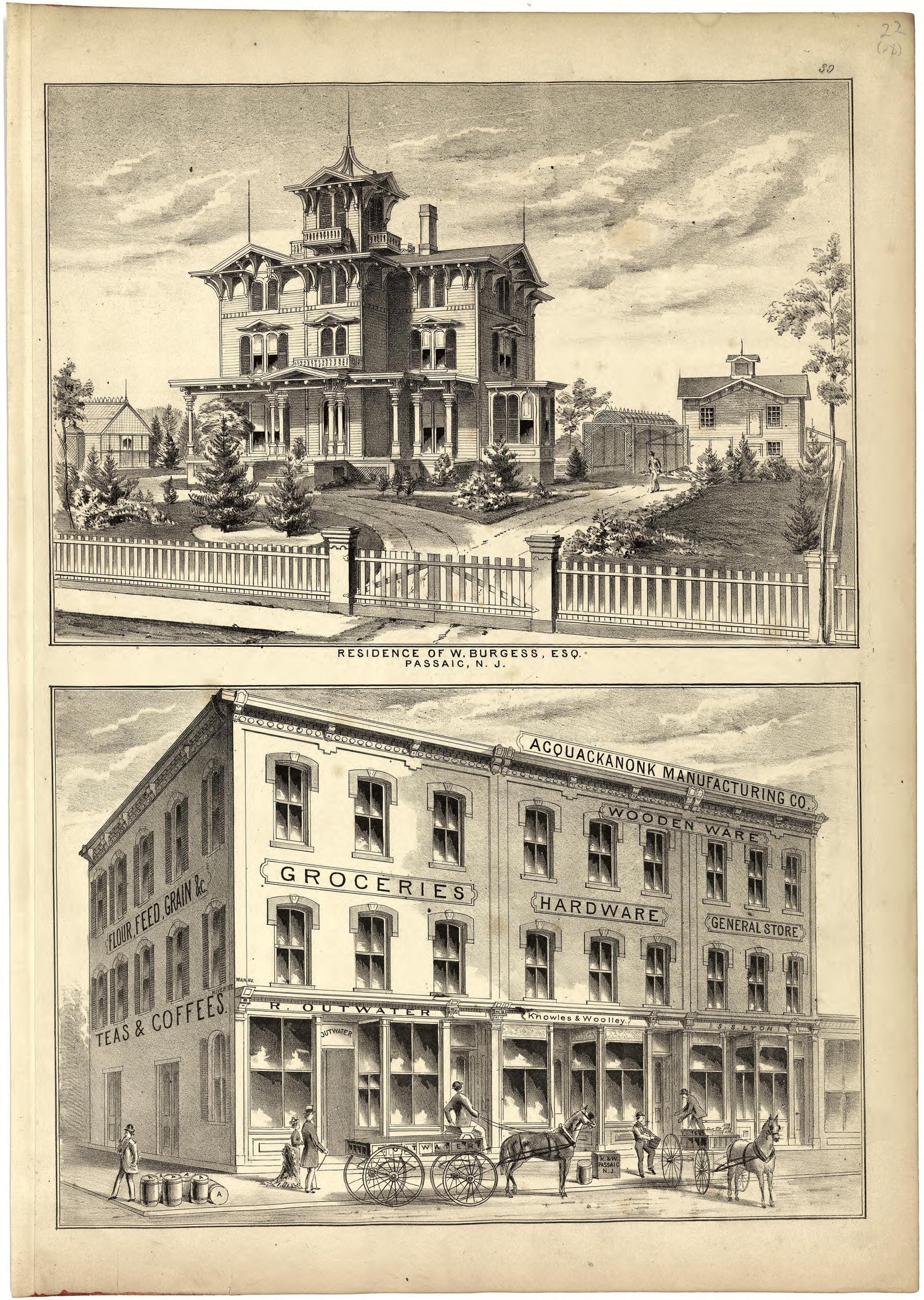 Residence of W. Burgess, Esq. from Atlas of Passaic County, New-Jersey : from Actual Surveys of Each Township and Village Under the Supervision of the Publishers, Assisted by Able Engineers of Paterson 1877 by Relic Map Company