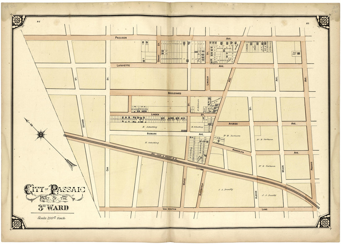 City of Passaic Part of the 3rd Ward from Atlas of Passaic County, New-Jersey : from Actual Surveys of Each Township and Village Under the Supervision of the Publishers, Assisted by Able Engineers of Paterson 1877 by Relic Map Company