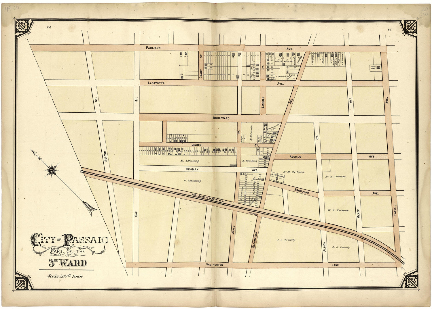 City of Passaic Part of the 3rd Ward from Atlas of Passaic County, New-Jersey : from Actual Surveys of Each Township and Village Under the Supervision of the Publishers, Assisted by Able Engineers of Paterson 1877 by Relic Map Company