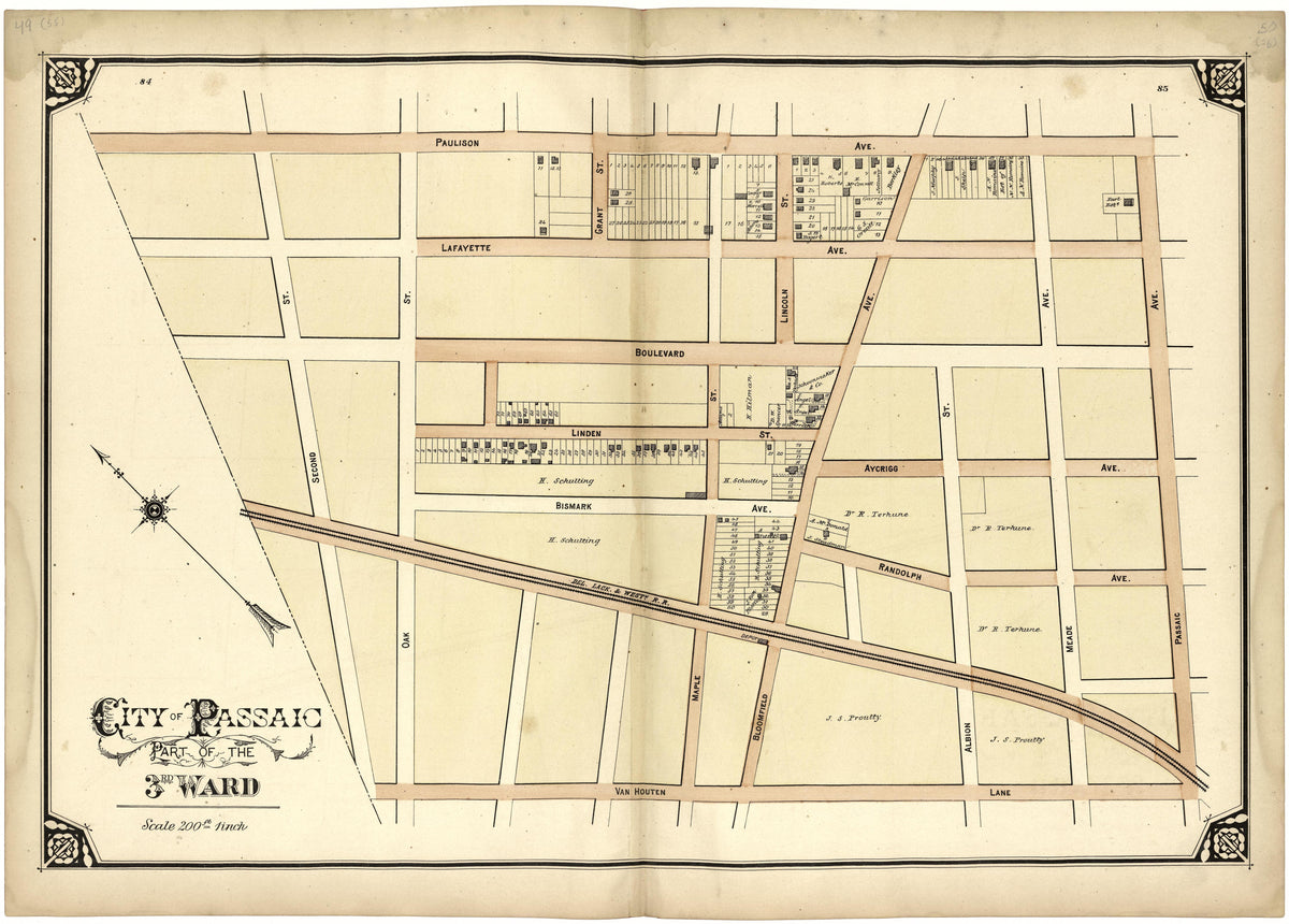 City of Passaic Part of the 3rd Ward from Atlas of Passaic County, New-Jersey : from Actual Surveys of Each Township and Village Under the Supervision of the Publishers, Assisted by Able Engineers of Paterson 1877 by Relic Map Company