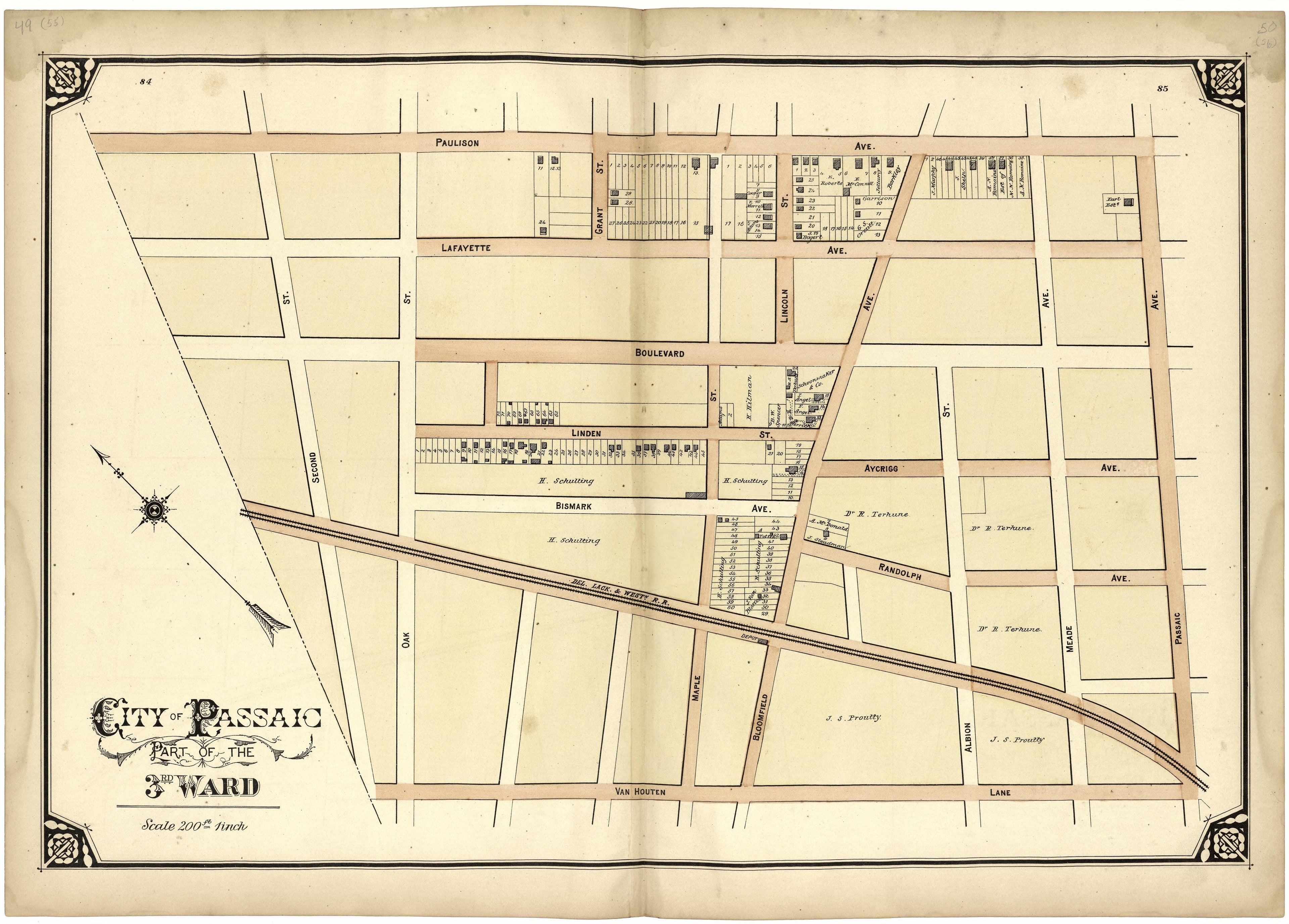 City of Passaic Part of the 3rd Ward from Atlas of Passaic County, New-Jersey : from Actual Surveys of Each Township and Village Under the Supervision of the Publishers, Assisted by Able Engineers of Paterson 1877 by Relic Map Company