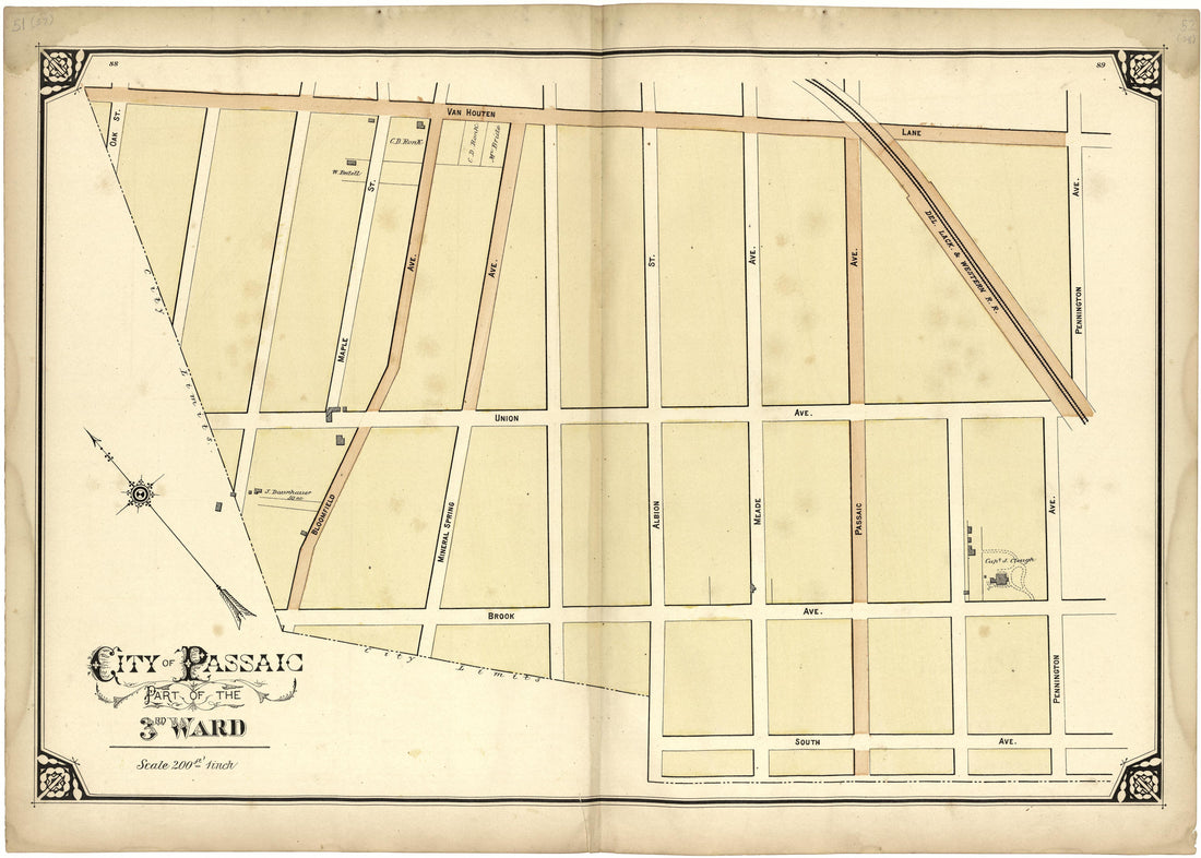 City of Passaic Part of the 3rd Ward from Atlas of Passaic County, New-Jersey : from Actual Surveys of Each Township and Village Under the Supervision of the Publishers, Assisted by Able Engineers of Paterson 1877 by Relic Map Company