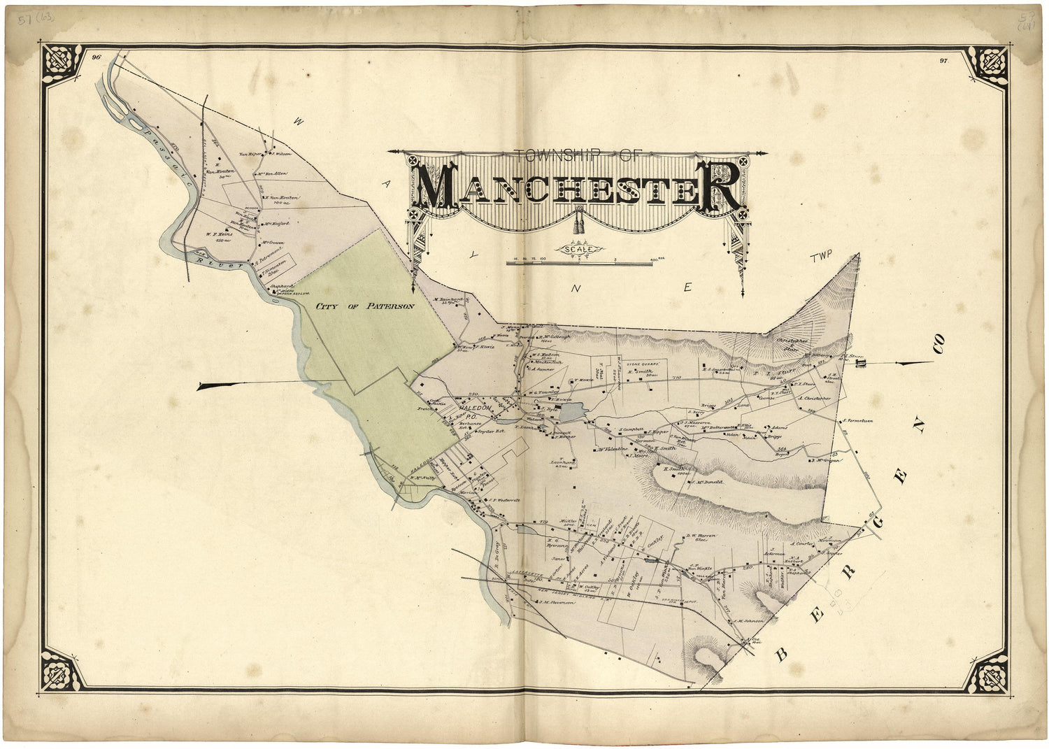 Township of Manchester from Atlas of Passaic County, New-Jersey : from Actual Surveys of Each Township and Village Under the Supervision of the Publishers, Assisted by Able Engineers of Paterson 1877 by Relic Map Company