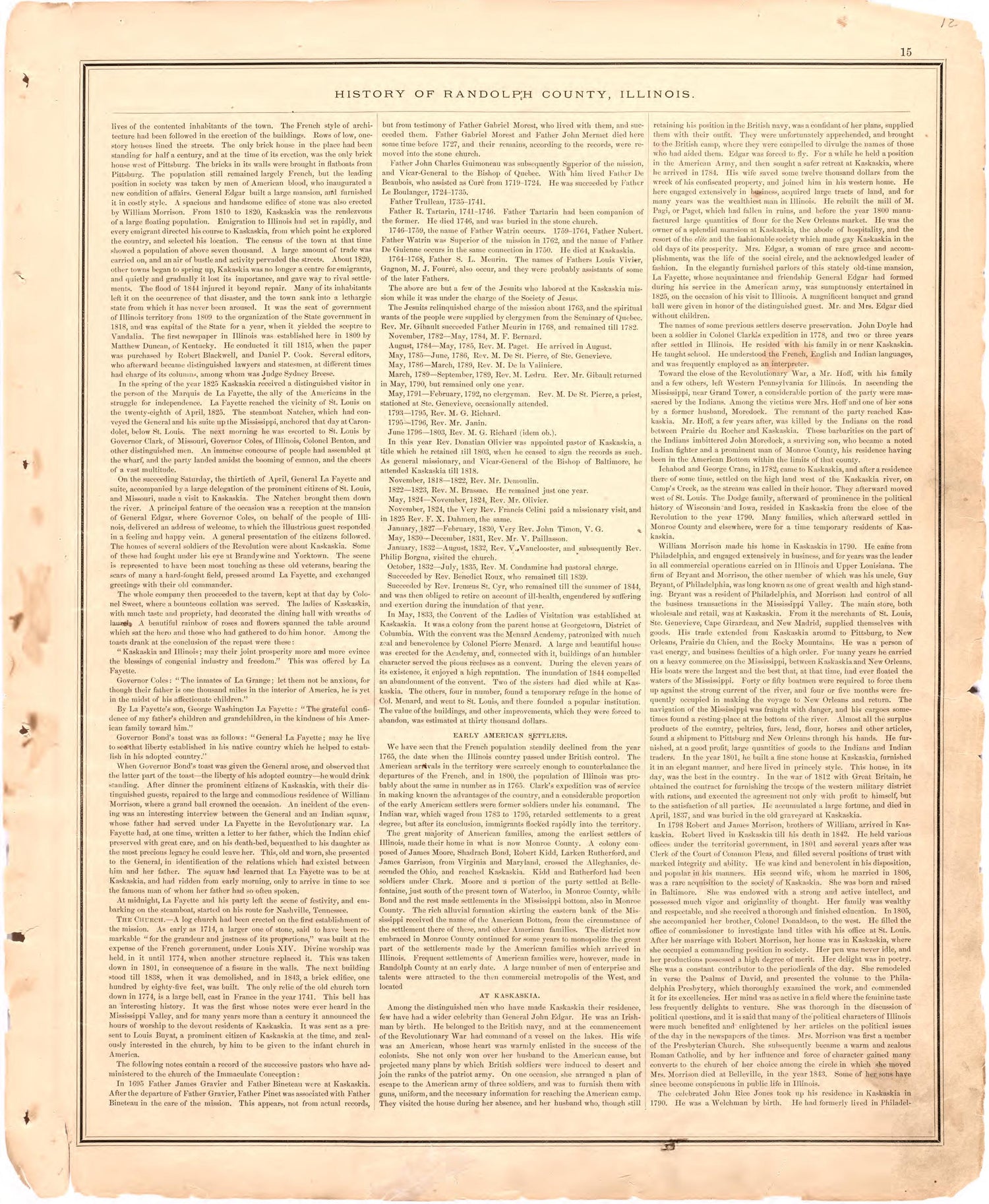 History of Randolph County, Illinois...continued from an Illustrated Historical Atlas Map of Randolph County, Ills. : Carefully Compiled from Personal Examinations and Surveys 1875 by Relic Map Company