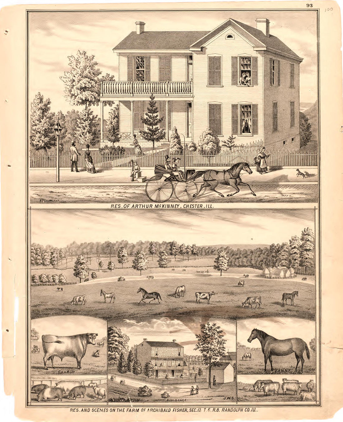 Res. of Arthur McKinney, Chester, Ill. from an Illustrated Historical Atlas Map of Randolph County, Ills. : Carefully Compiled from Personal Examinations and Surveys 1875 by Relic Map Company