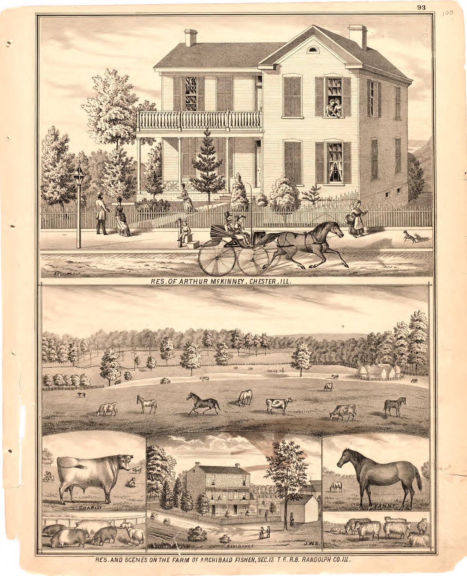 Res. of Arthur McKinney, Chester, Ill. from an Illustrated Historical Atlas Map of Randolph County, Ills. : Carefully Compiled from Personal Examinations and Surveys 1875 by Relic Map Company