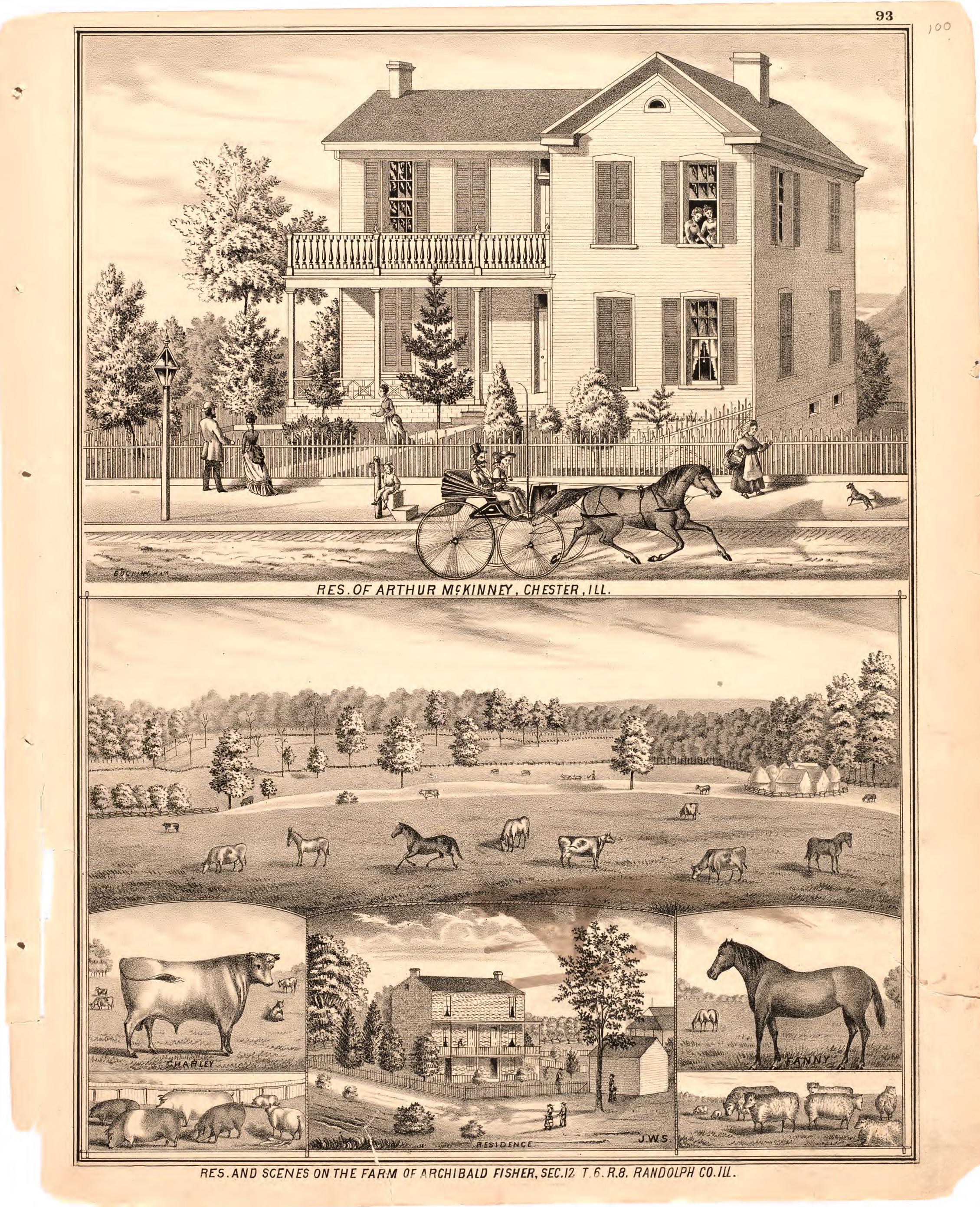 Res. of Arthur McKinney, Chester, Ill. from an Illustrated Historical Atlas Map of Randolph County, Ills. : Carefully Compiled from Personal Examinations and Surveys 1875 by Relic Map Company