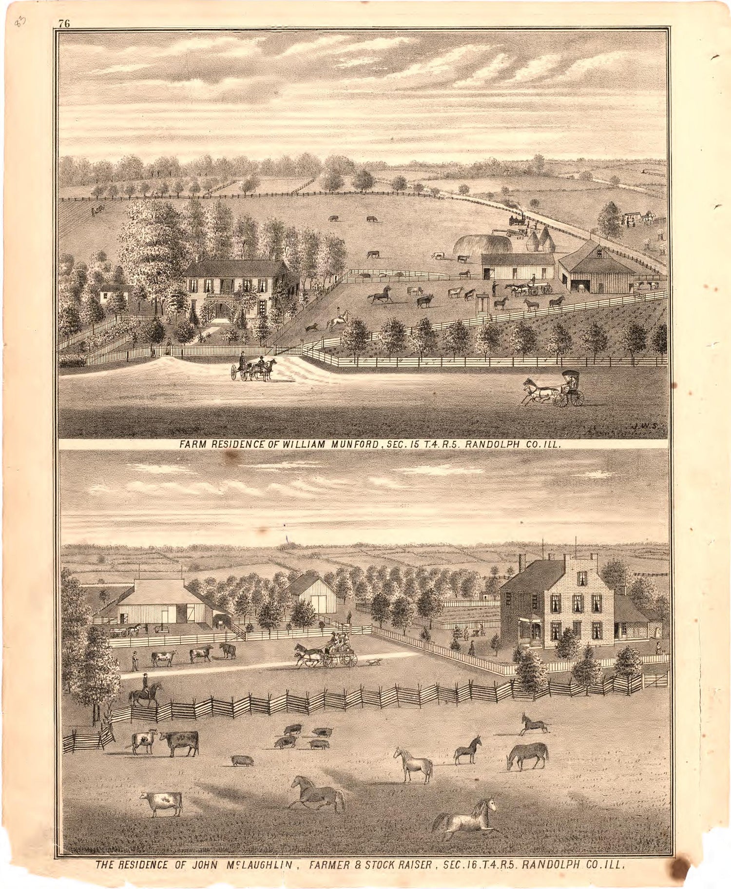 Farm Residence of William Munford from an Illustrated Historical Atlas Map of Randolph County, Ills. : Carefully Compiled from Personal Examinations and Surveys 1875 by Relic Map Company