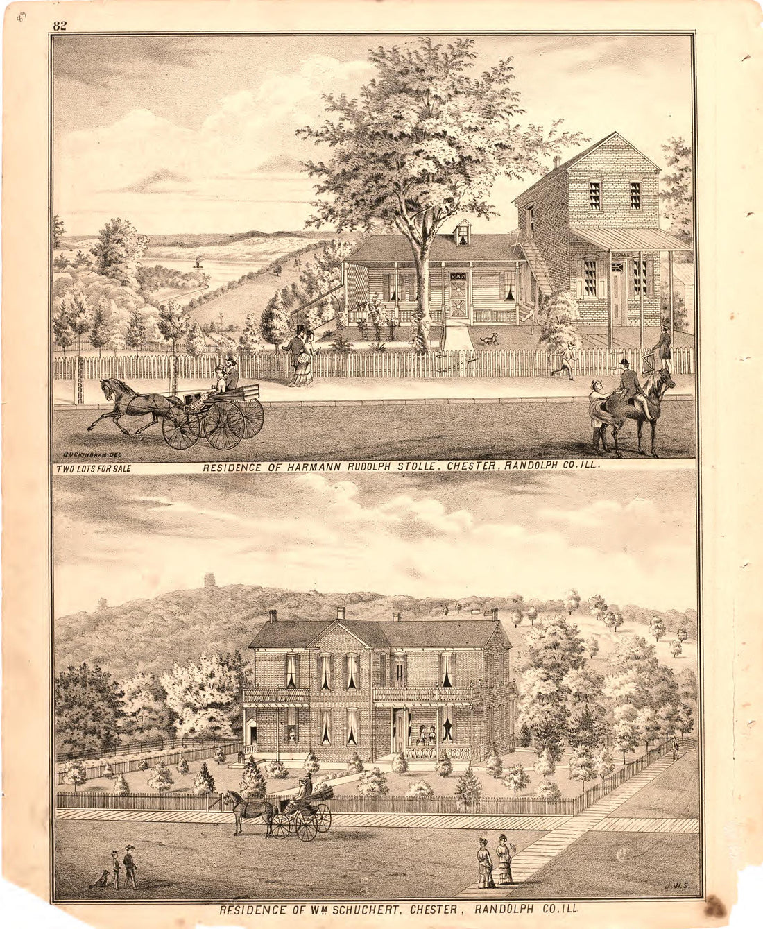 Residence of Wm Schuchert, Chester, Randolph County Ill. from an Illustrated Historical Atlas Map of Randolph County, Ills. : Carefully Compiled from Personal Examinations and Surveys 1875 by Relic Map Company