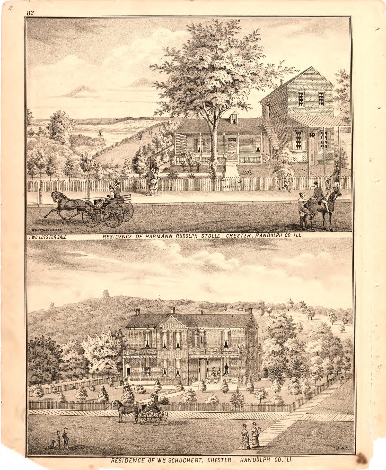 Residence of Wm Schuchert, Chester, Randolph County Ill. from an Illustrated Historical Atlas Map of Randolph County, Ills. : Carefully Compiled from Personal Examinations and Surveys 1875 by Relic Map Company