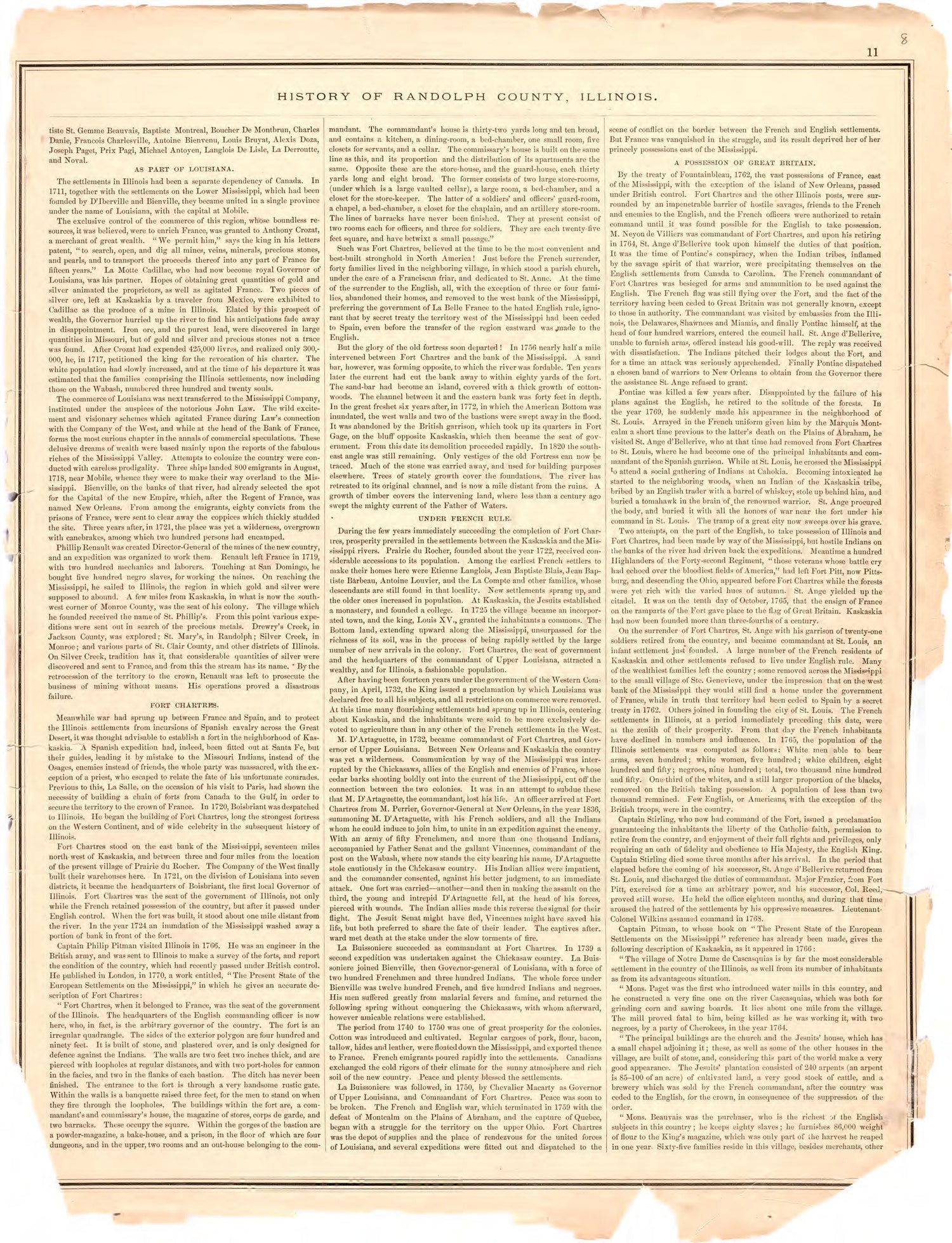 History of Randolph County, Illinois...continued from an Illustrated Historical Atlas Map of Randolph County, Ills. : Carefully Compiled from Personal Examinations and Surveys 1875 by Relic Map Company