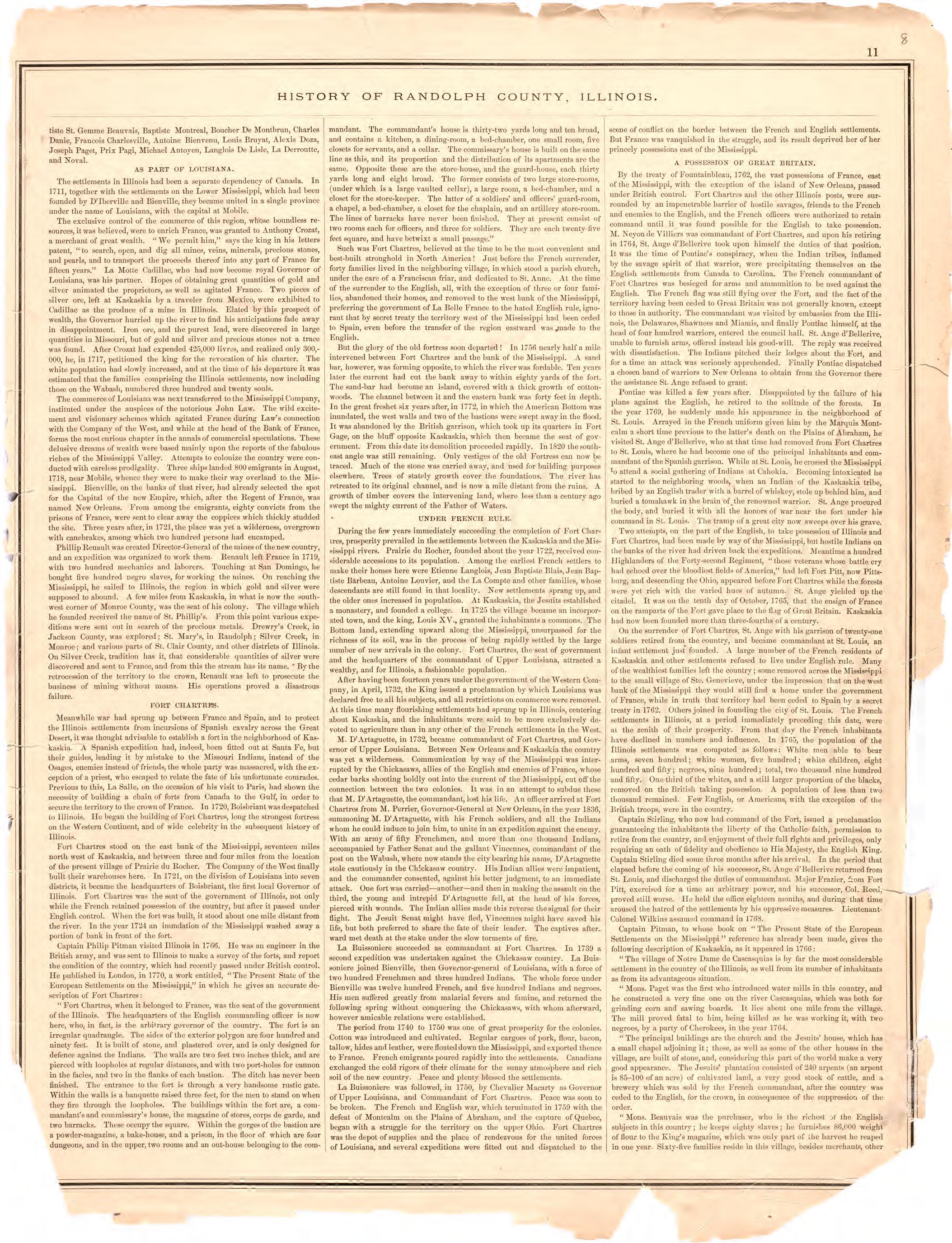 History of Randolph County, Illinois...continued from an Illustrated Historical Atlas Map of Randolph County, Ills. : Carefully Compiled from Personal Examinations and Surveys 1875 by Relic Map Company