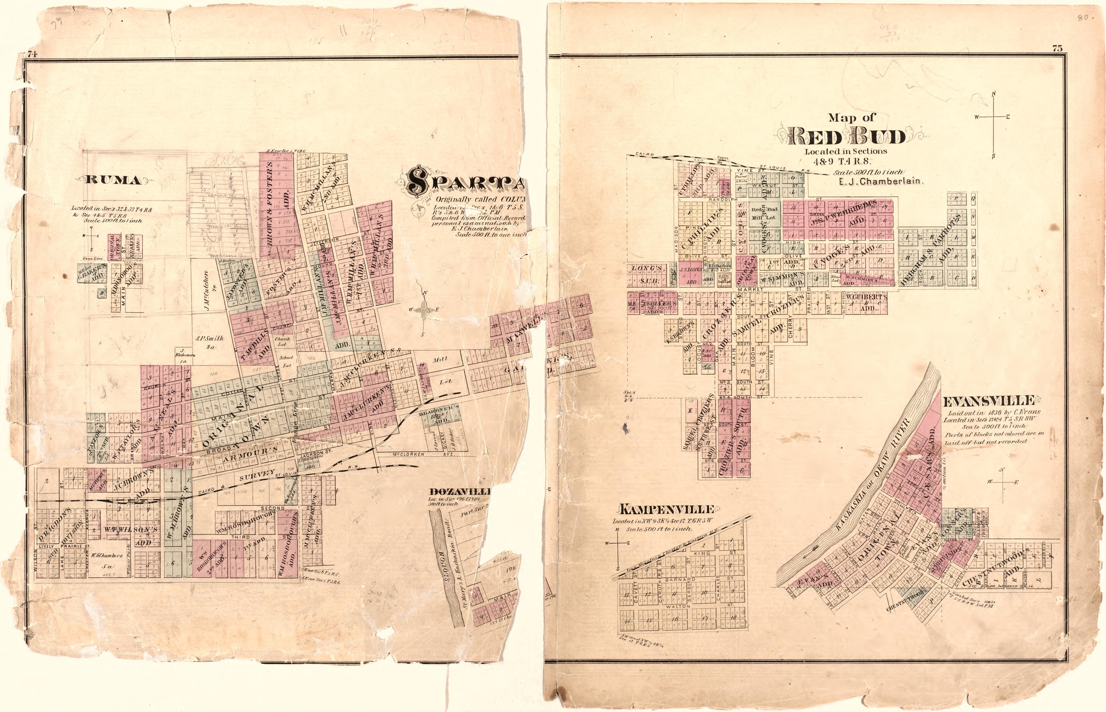 Map of Red Bud from an Illustrated Historical Atlas Map of Randolph County, Ills. : Carefully Compiled from Personal Examinations and Surveys 1875 by Relic Map Company