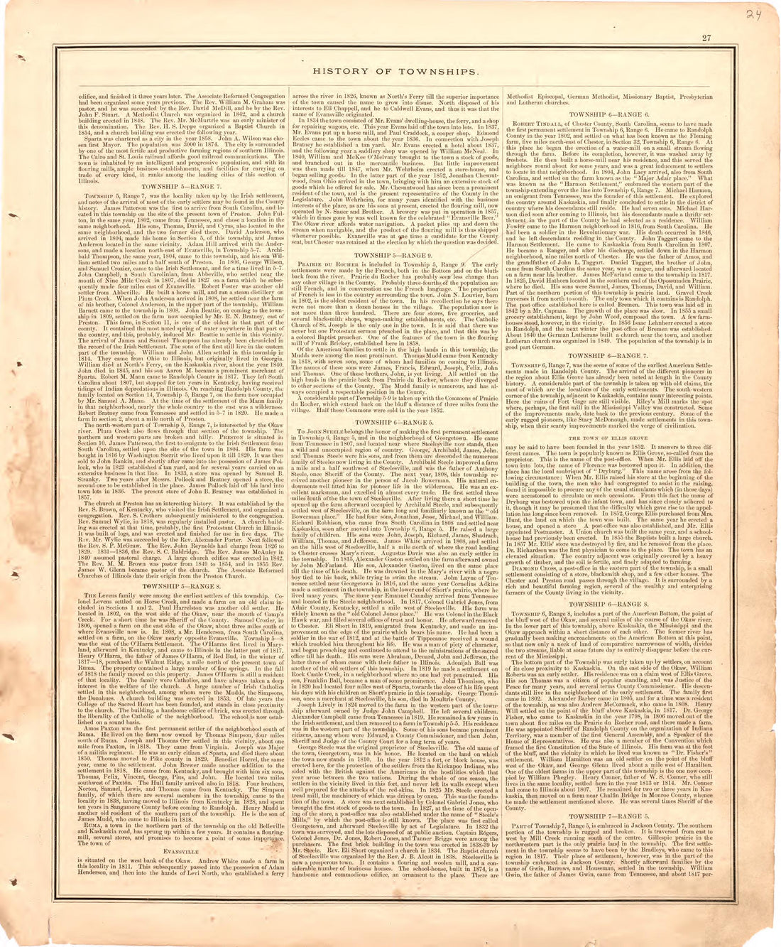 History of Townshipscontinued from an Illustrated Historical Atlas Map of Randolph County, Ills. : Carefully Compiled from Personal Examinations and Surveys 1875 by Relic Map Company