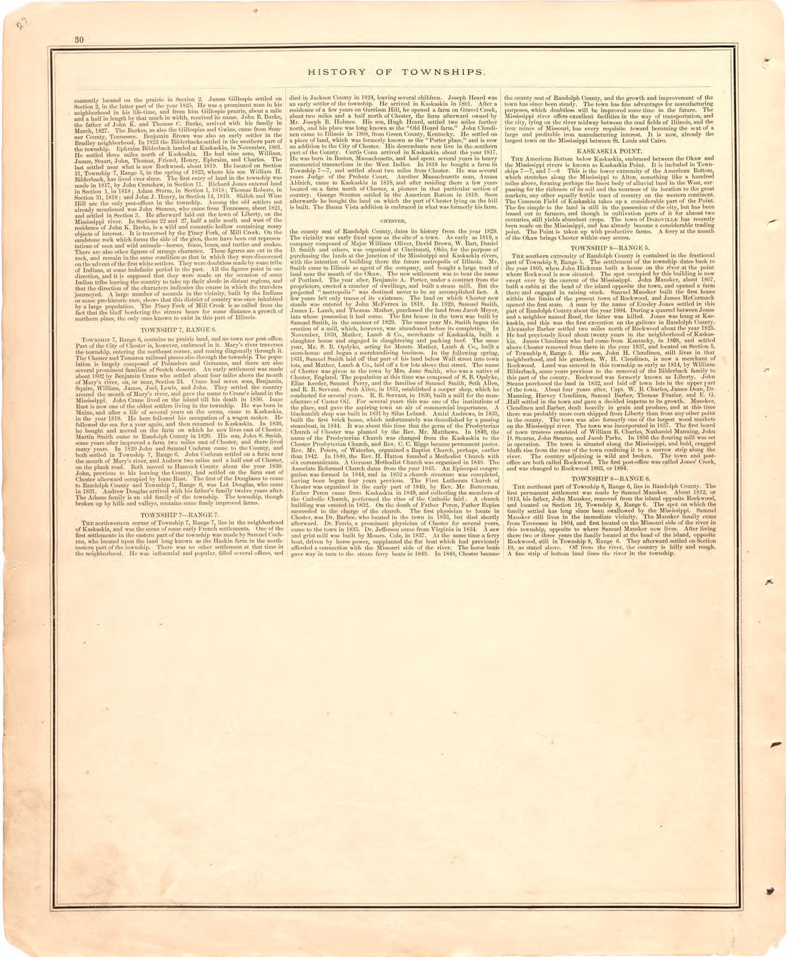 History of Townshipscontinued from an Illustrated Historical Atlas Map of Randolph County, Ills. : Carefully Compiled from Personal Examinations and Surveys 1875 by Relic Map Company