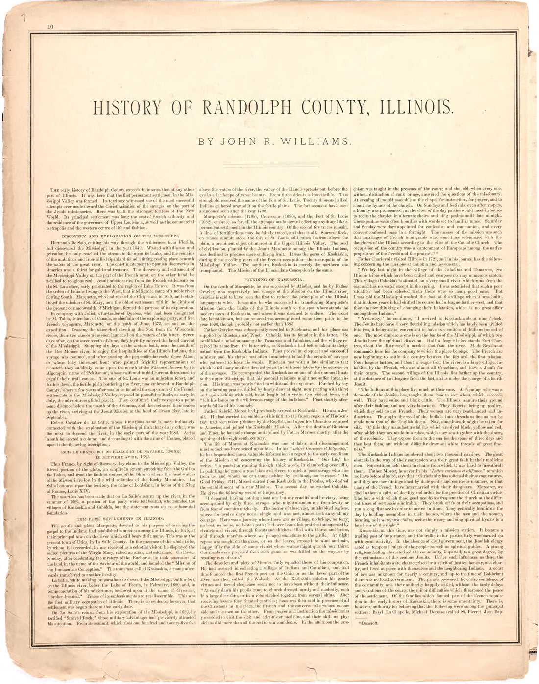 History of Randolph County, Illinois from an Illustrated Historical Atlas Map of Randolph County, Ills. : Carefully Compiled from Personal Examinations and Surveys 1875 by Relic Map Company