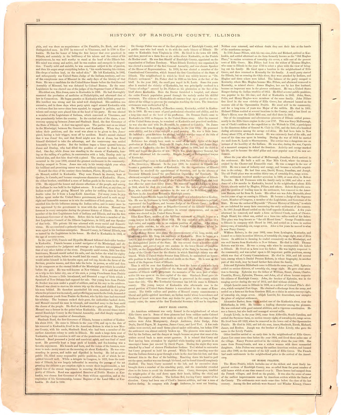 History of Randolph County, Illinois...continued from an Illustrated Historical Atlas Map of Randolph County, Ills. : Carefully Compiled from Personal Examinations and Surveys 1875 by Relic Map Company