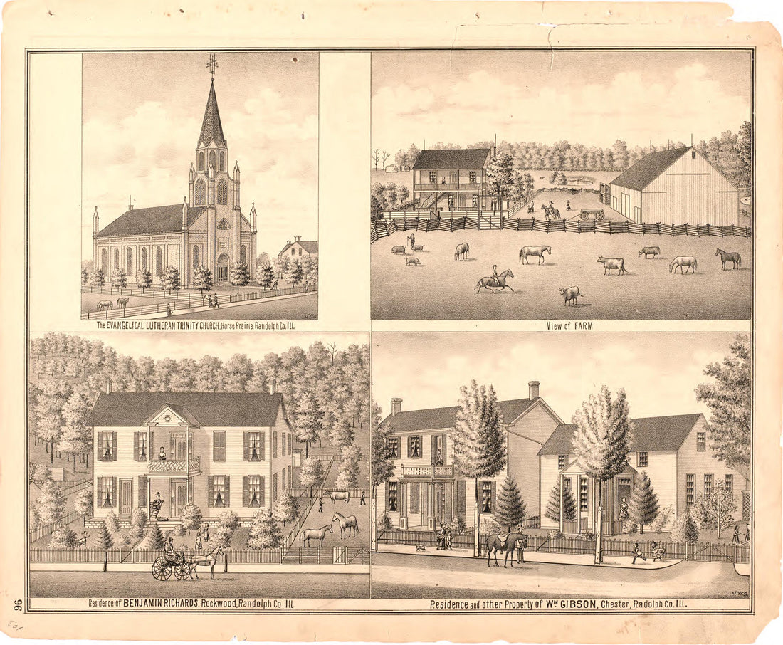 The Evangelical Lutheran Church from an Illustrated Historical Atlas Map of Randolph County, Ills. : Carefully Compiled from Personal Examinations and Surveys 1875 by Relic Map Company