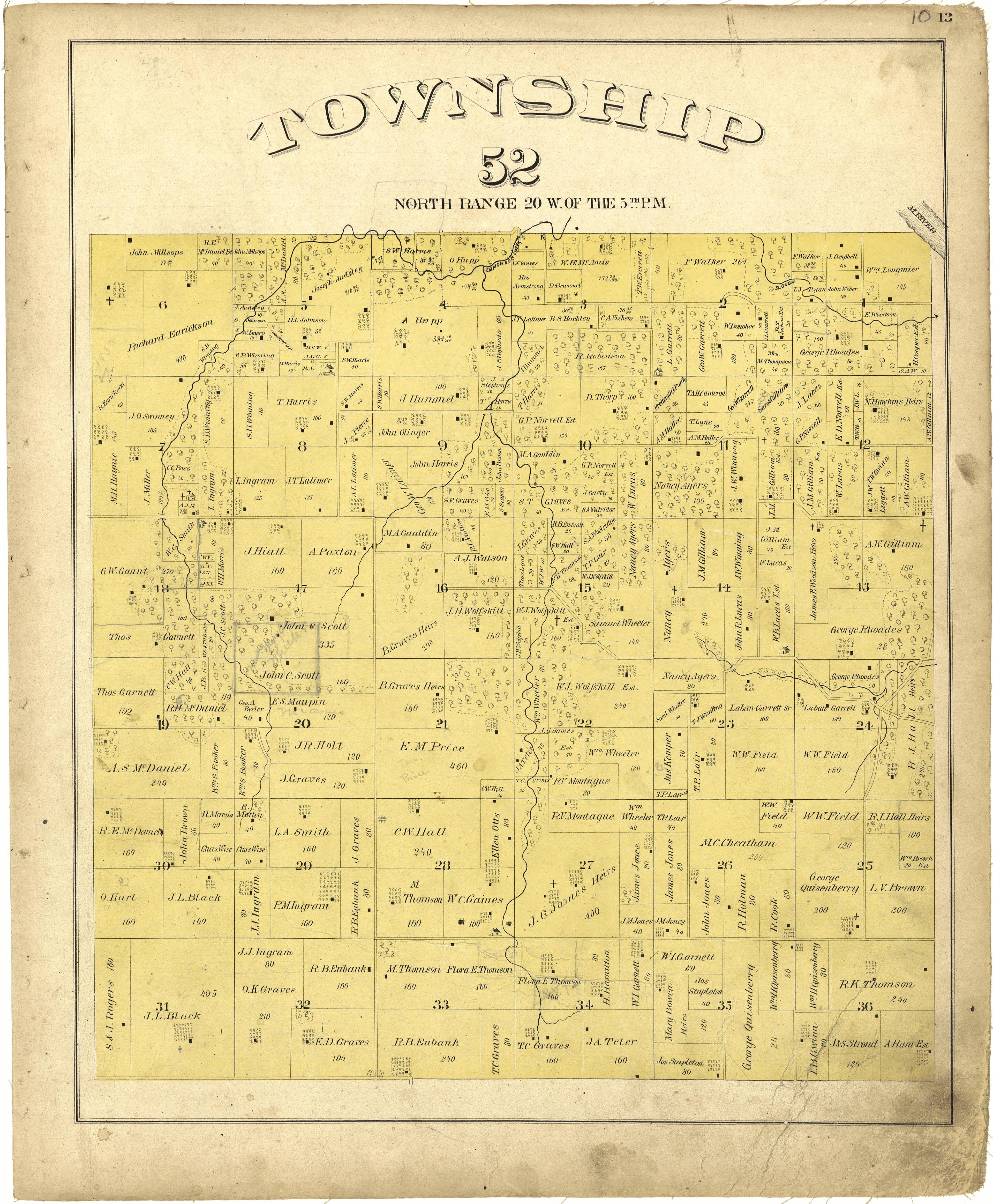 This old map of Missouri, Saline County,  was created by Missouri Publishing Co in 1876