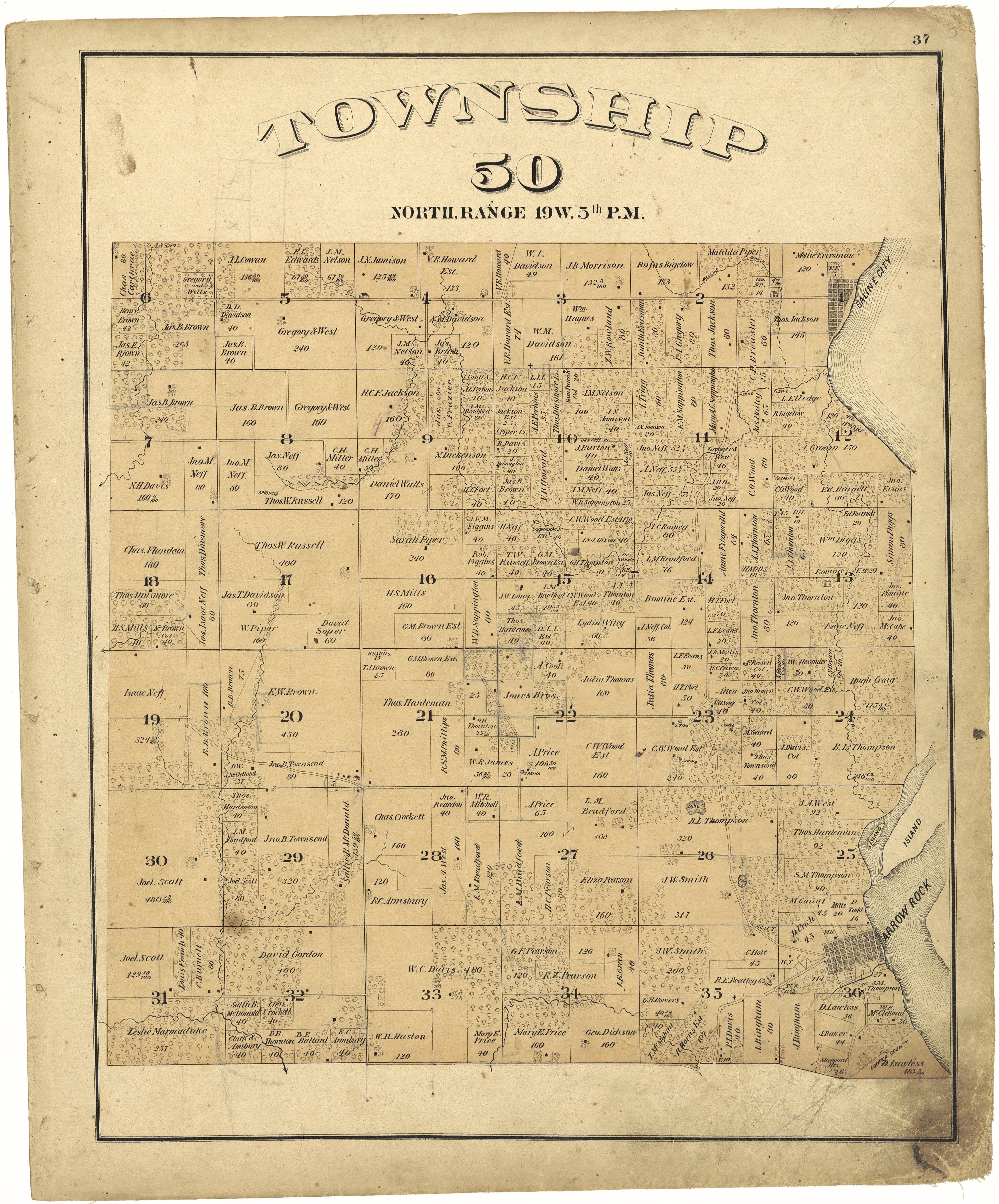 This old map of Missouri, Saline County,  was created by Missouri Publishing Co in 1876