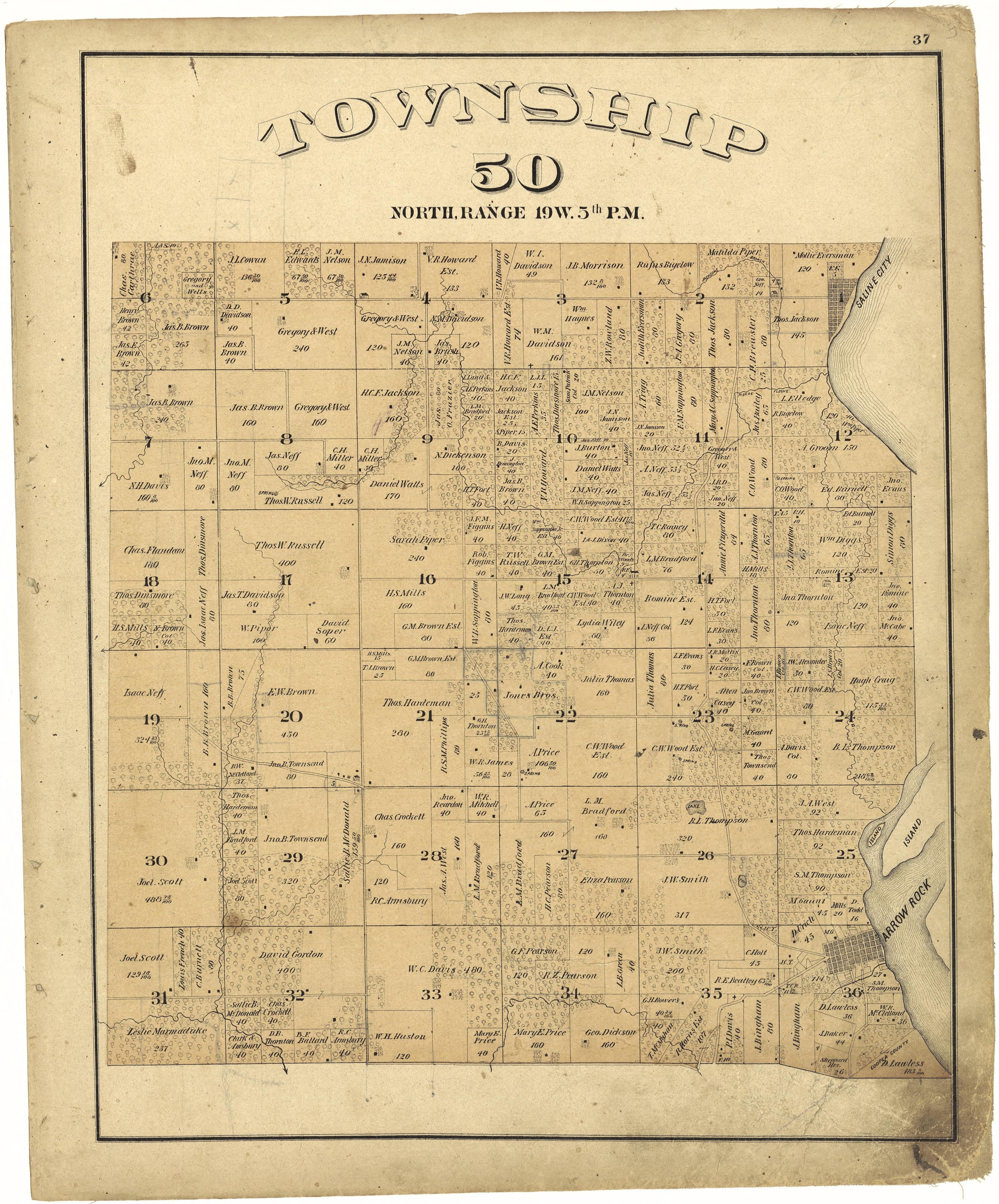 This old map of Missouri, Saline County,  was created by Missouri Publishing Co in 1876