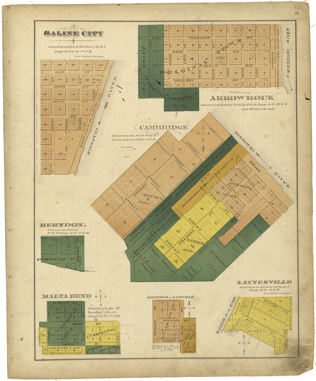 This old map of Missouri, Saline County,  was created by Missouri Publishing Co in 1876