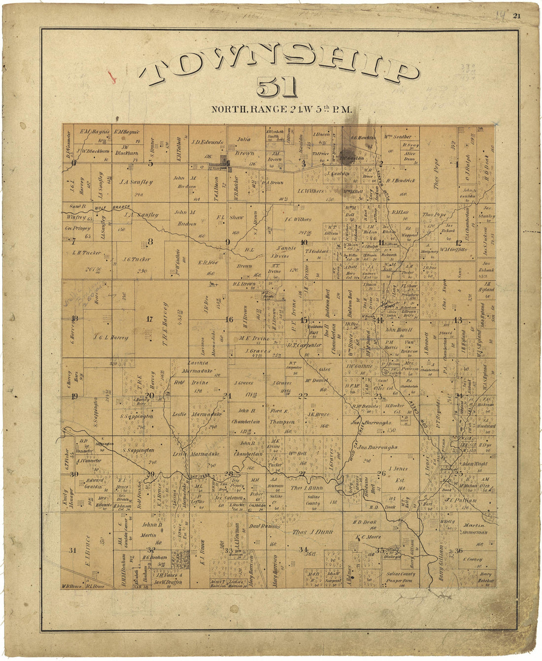 This old map of Missouri, Saline County,  was created by Missouri Publishing Co in 1876
