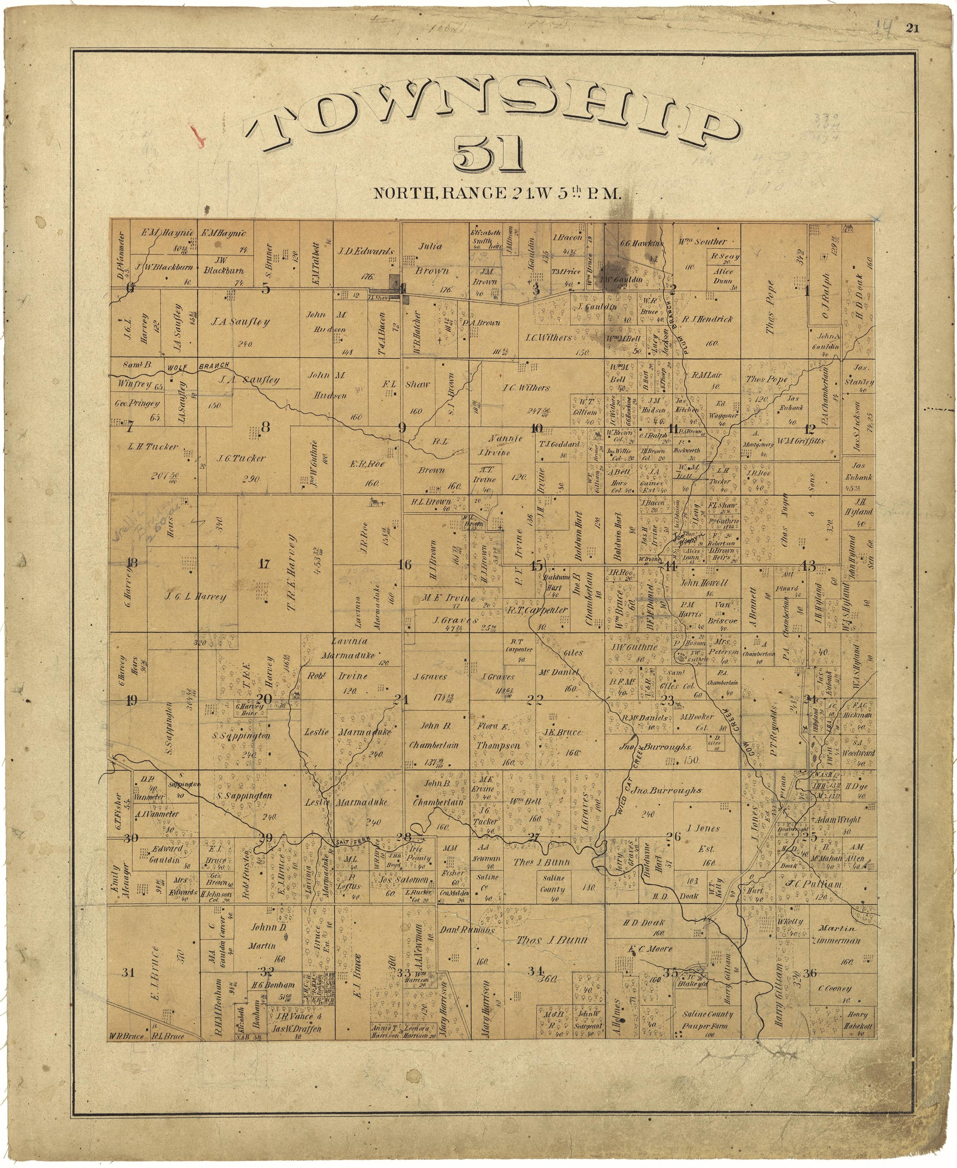 This old map of Missouri, Saline County,  was created by Missouri Publishing Co in 1876