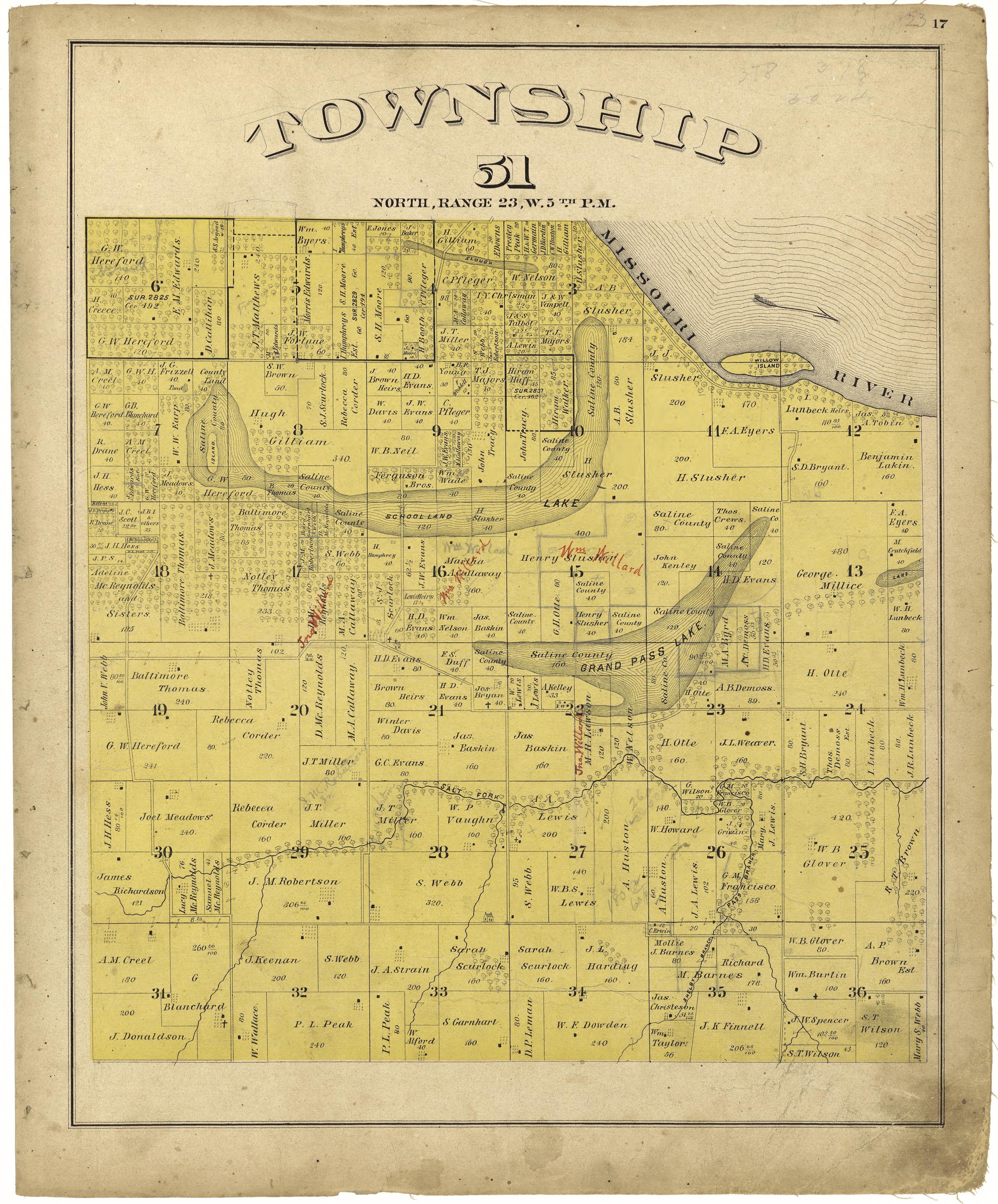 This old map of Missouri, Saline County,  was created by Missouri Publishing Co in 1876