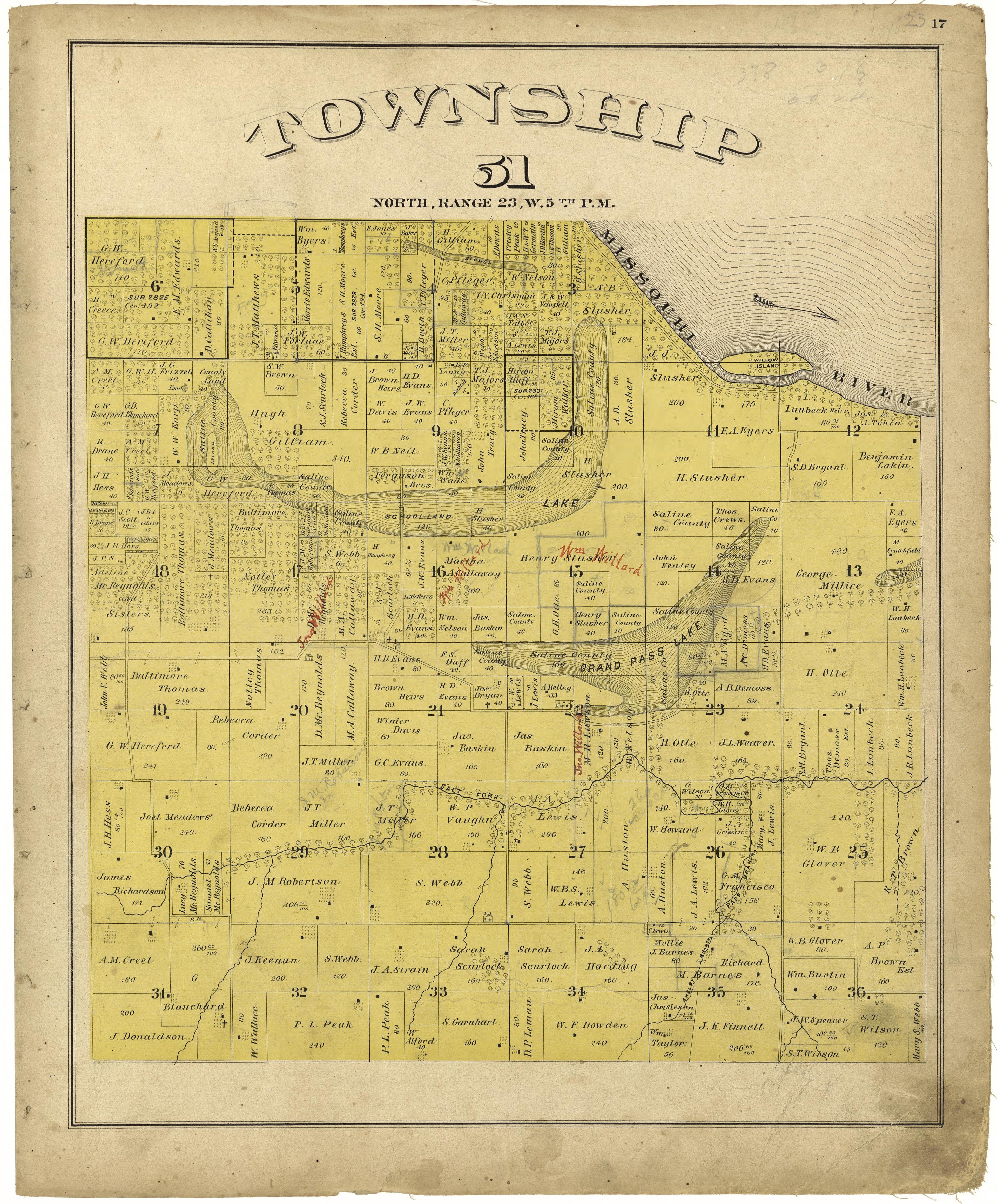 This old map of Missouri, Saline County,  was created by Missouri Publishing Co in 1876