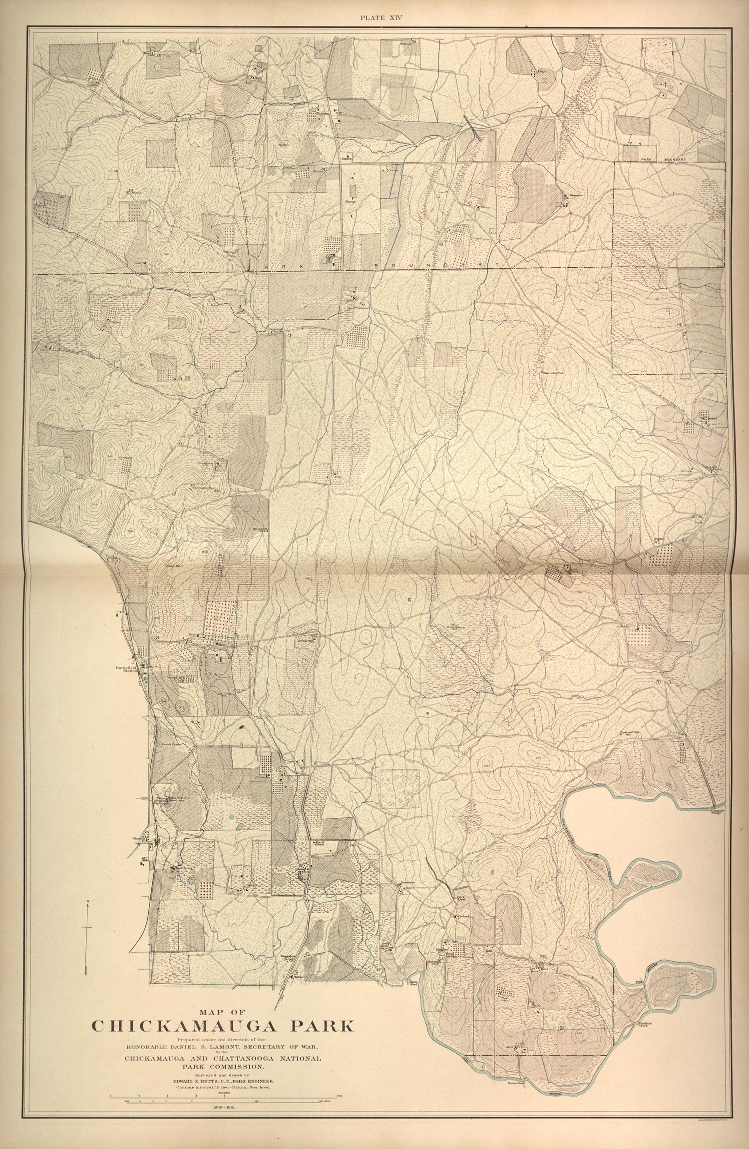 Chickamauga Park from Atlas of the Battlefields of Chickamauga, Chattanooga, and Vicinity 1901 by Relic Map Company