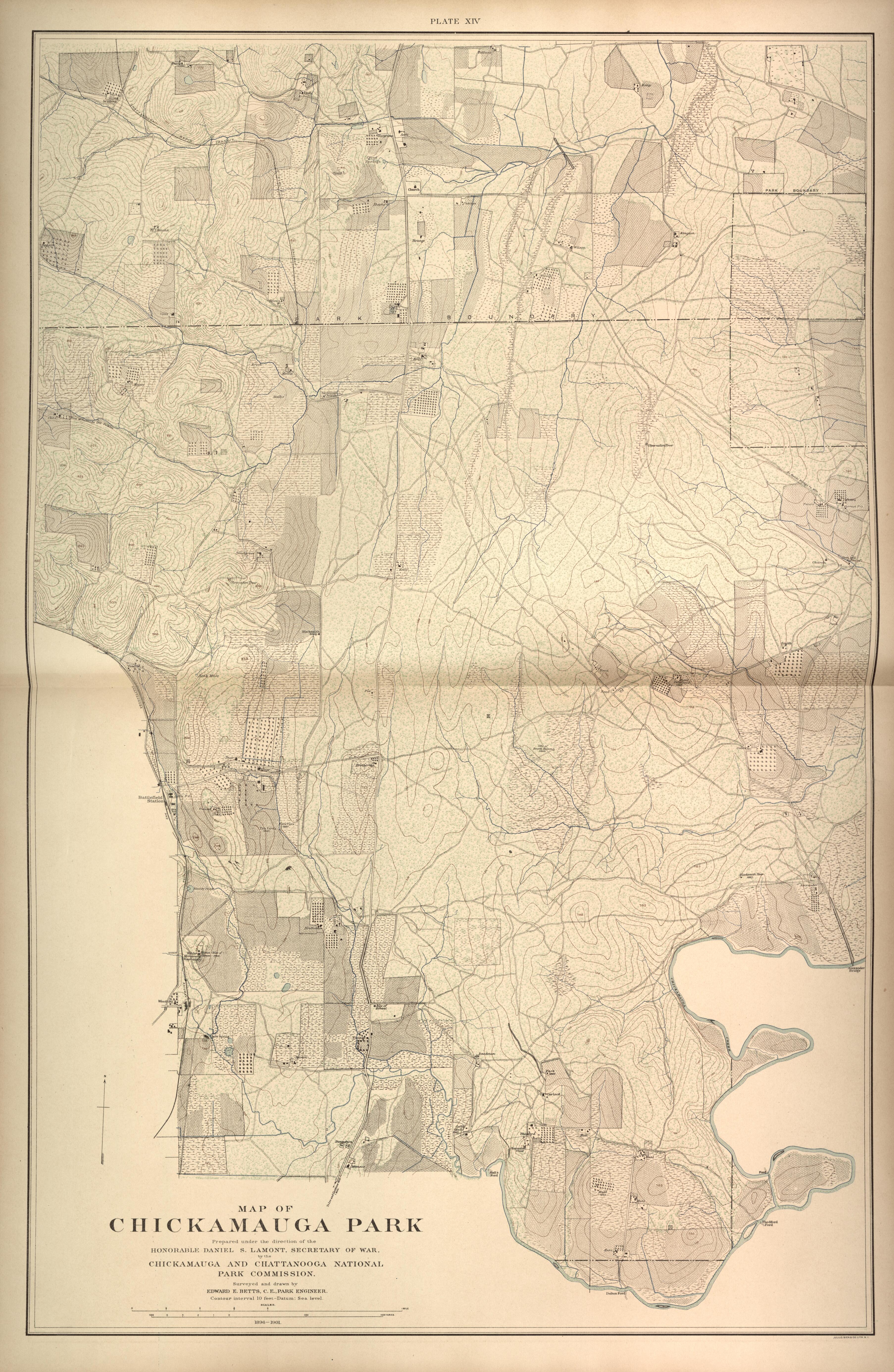Chickamauga Park from Atlas of the Battlefields of Chickamauga, Chattanooga, and Vicinity 1901 by Relic Map Company
